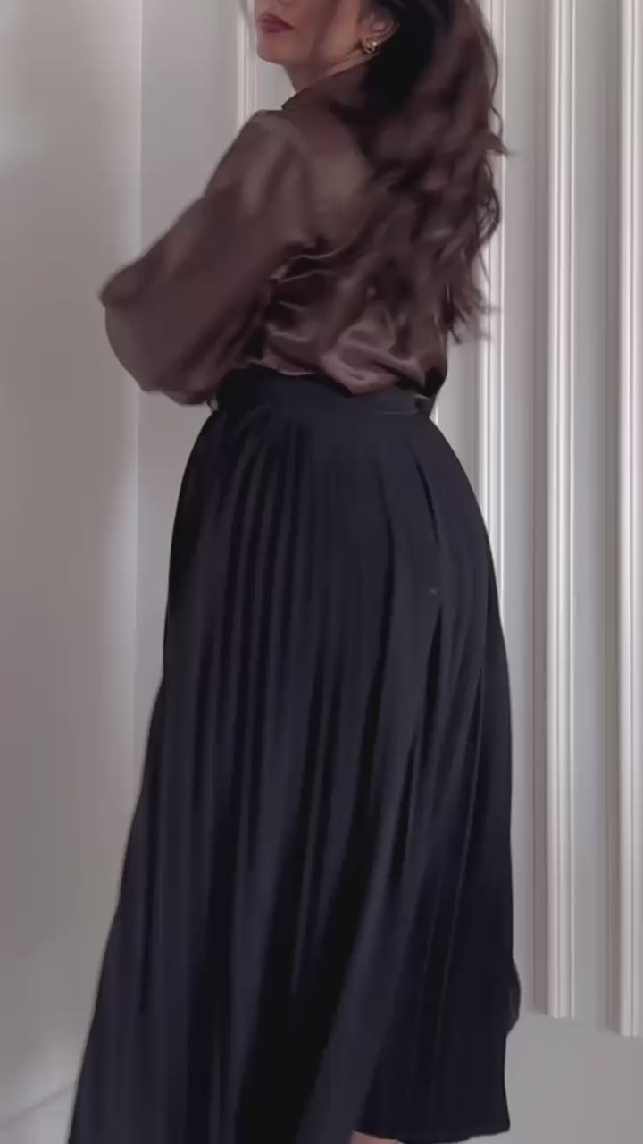 Silk Pleated Skirt