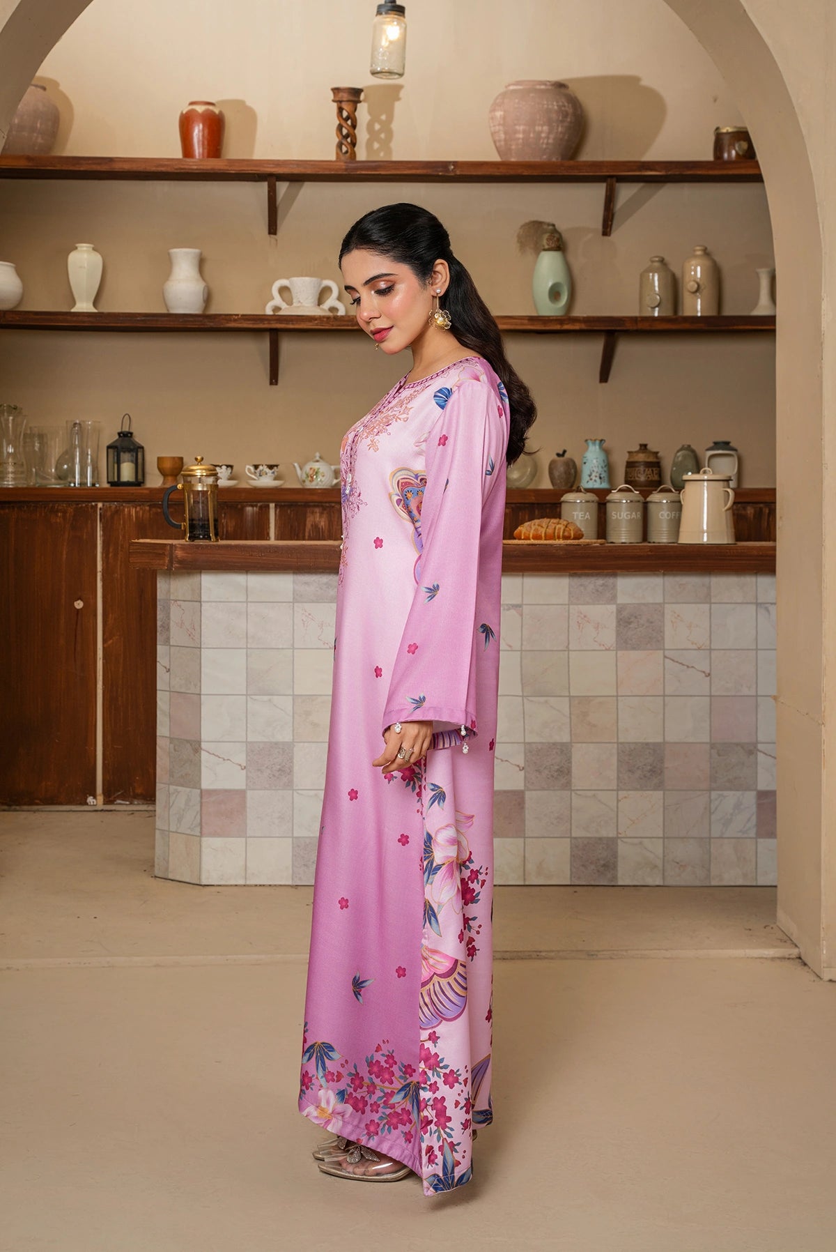 Pink Floral Kaftan
