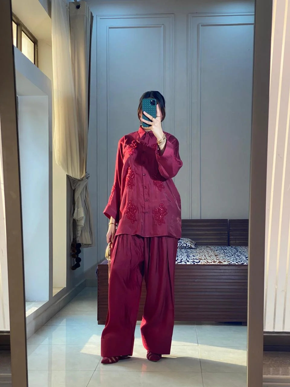 Wine Red Farshi Shalwar