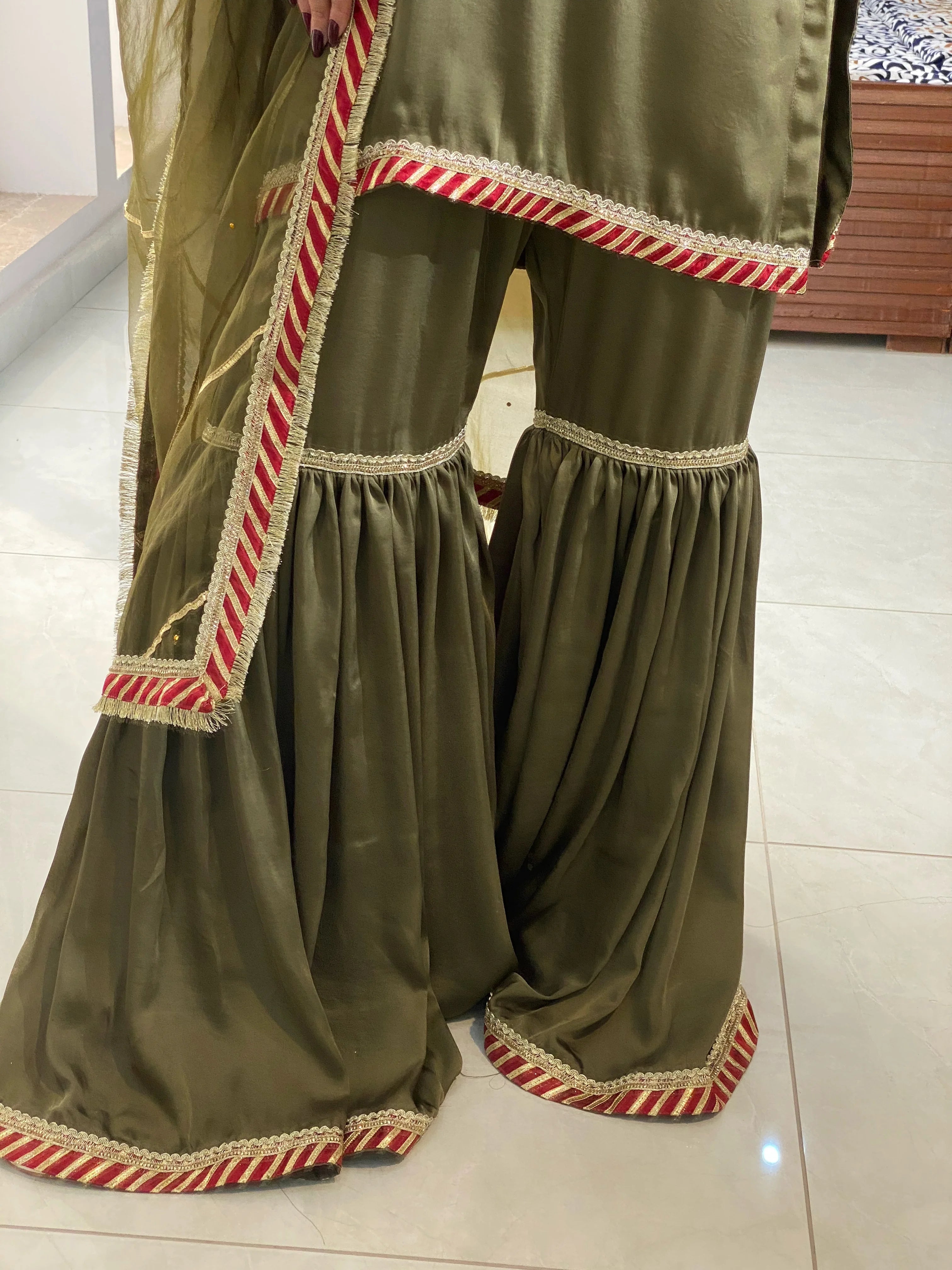 Olive Green Gharara