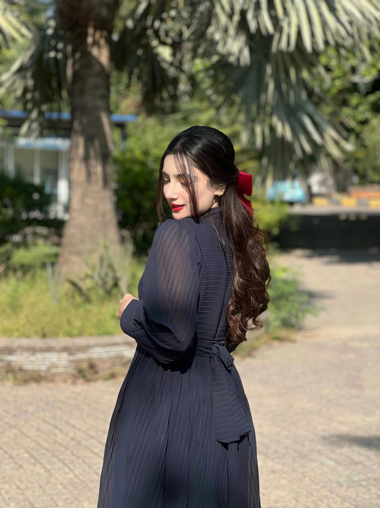Blue Pleated Dress - Mataish
