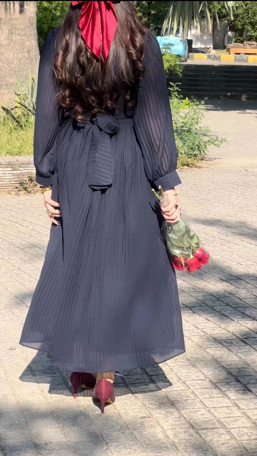 Blue Pleated Dress - Mataish