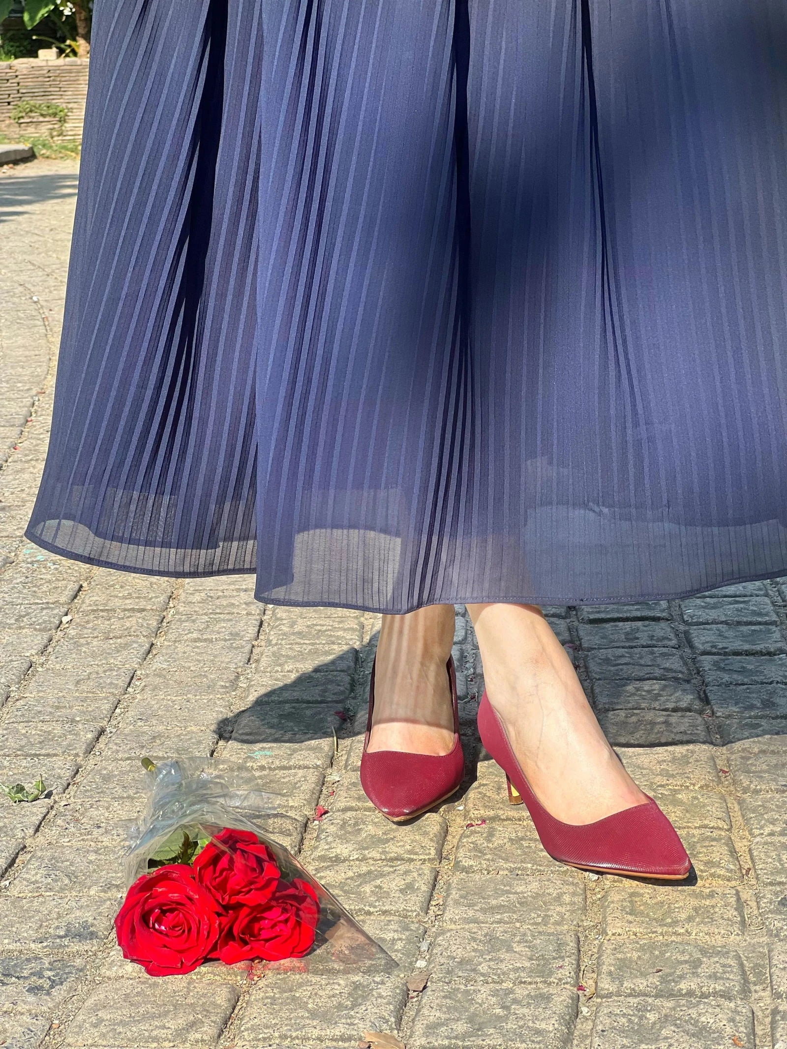Blue Pleated Dress - Mataish