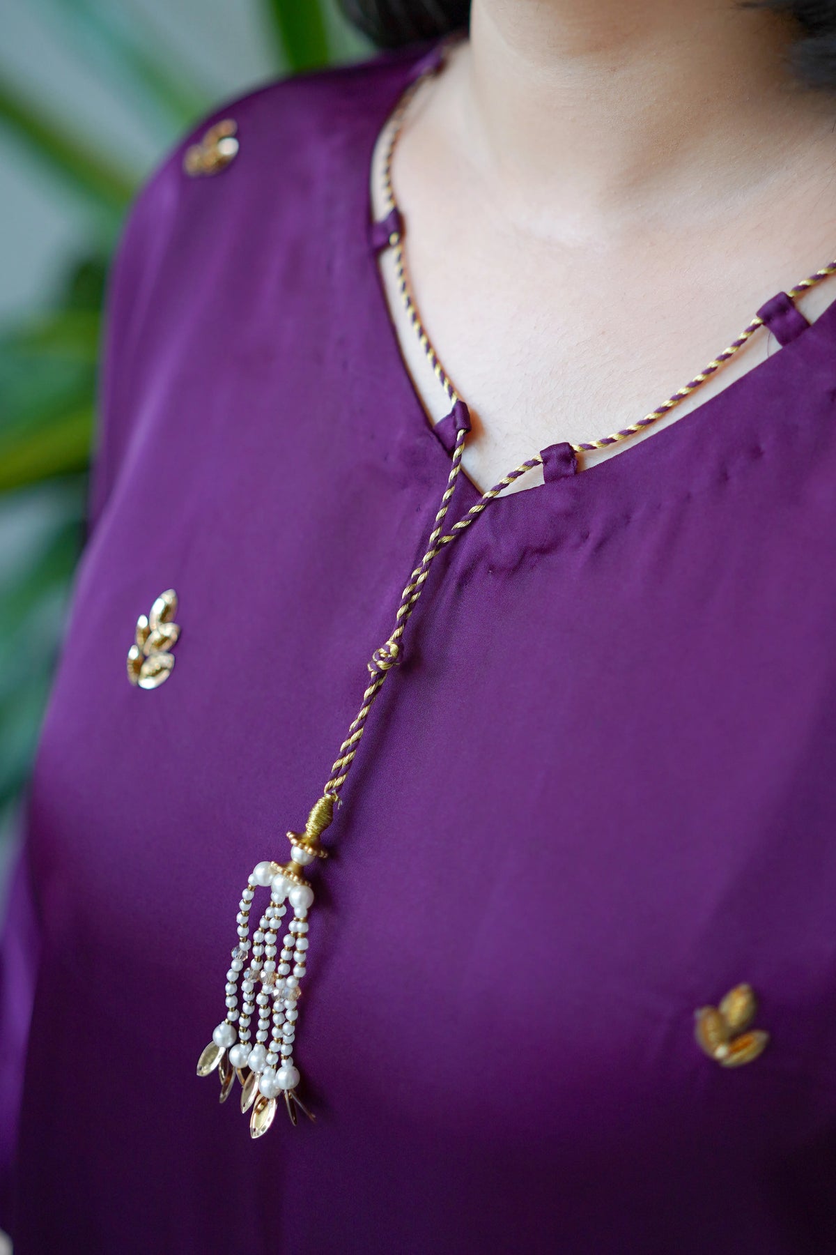 Plum Palm Silk Kaftan