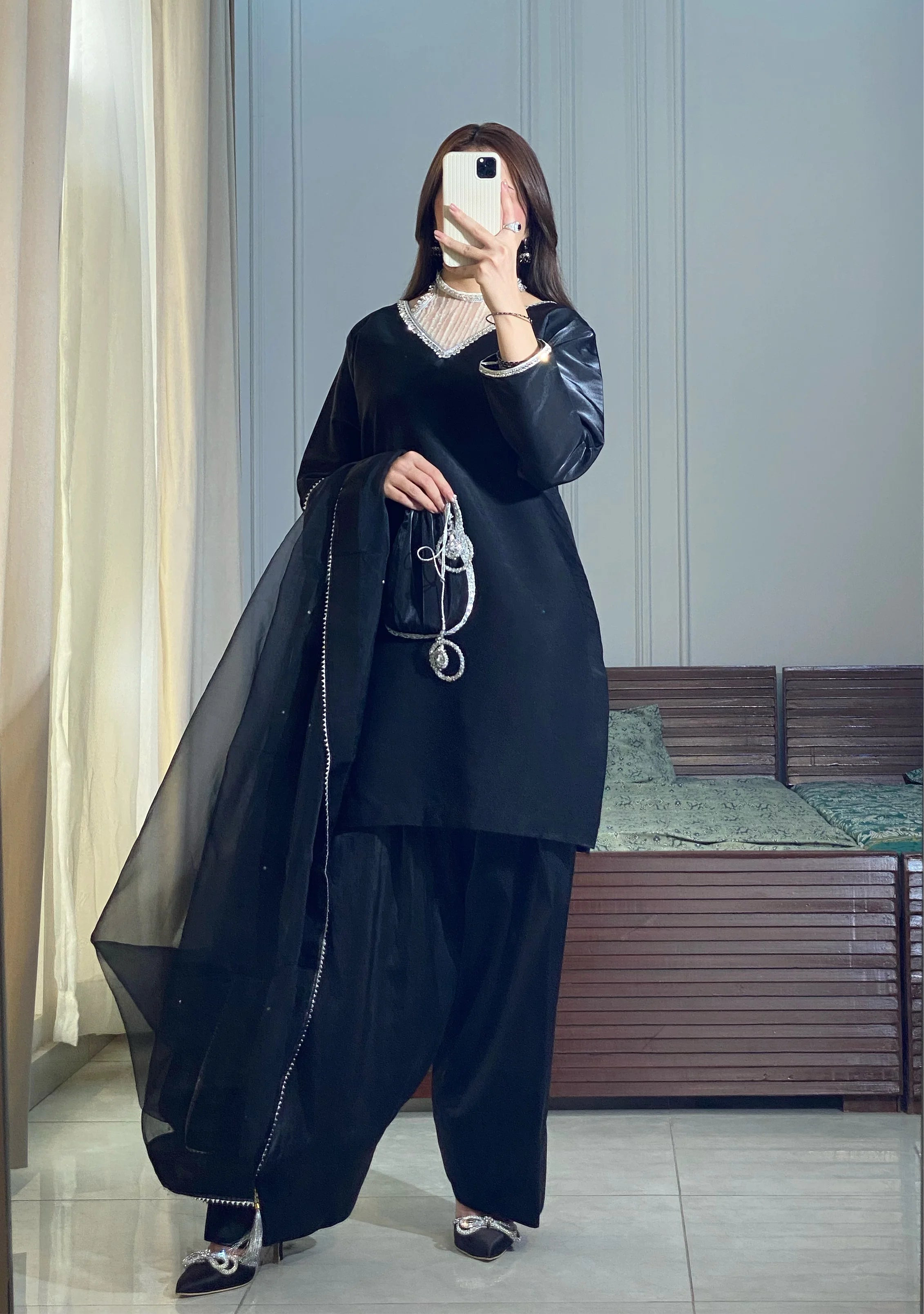 Kurta Shalwar Plain Black Salwar Kameez For Ladies Black Farshi
