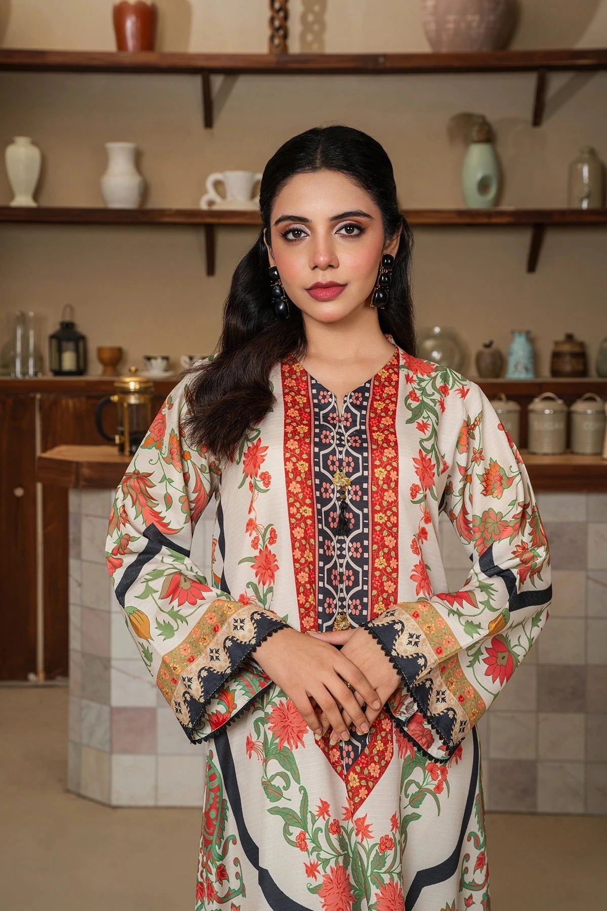 Flora Ivory Long Shirt - Mataish