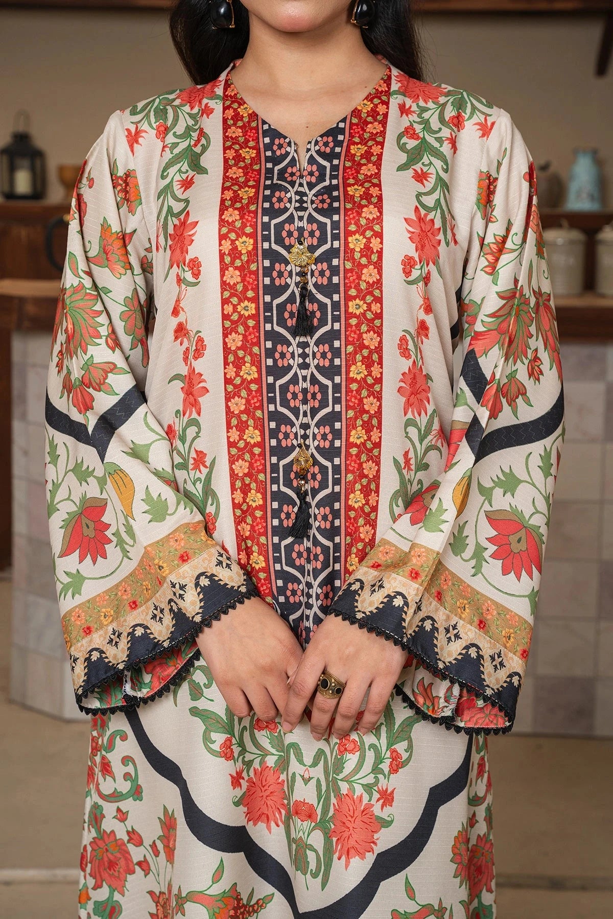Flora Ivory Long Shirt - Mataish