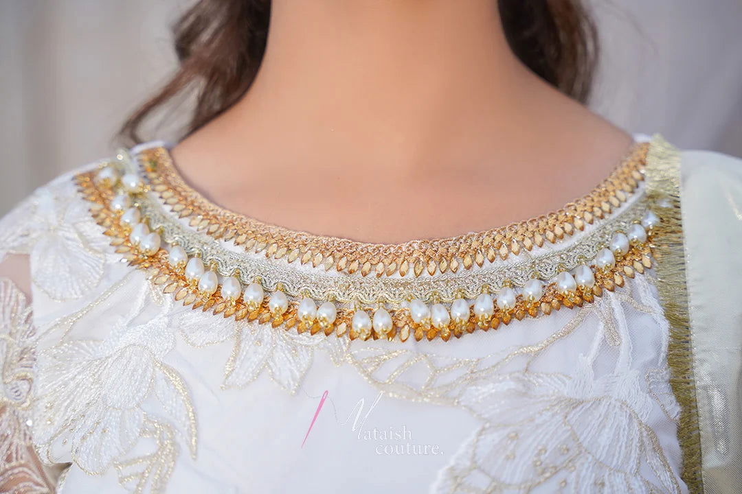 Golden White Plazzo - Mataish Couture