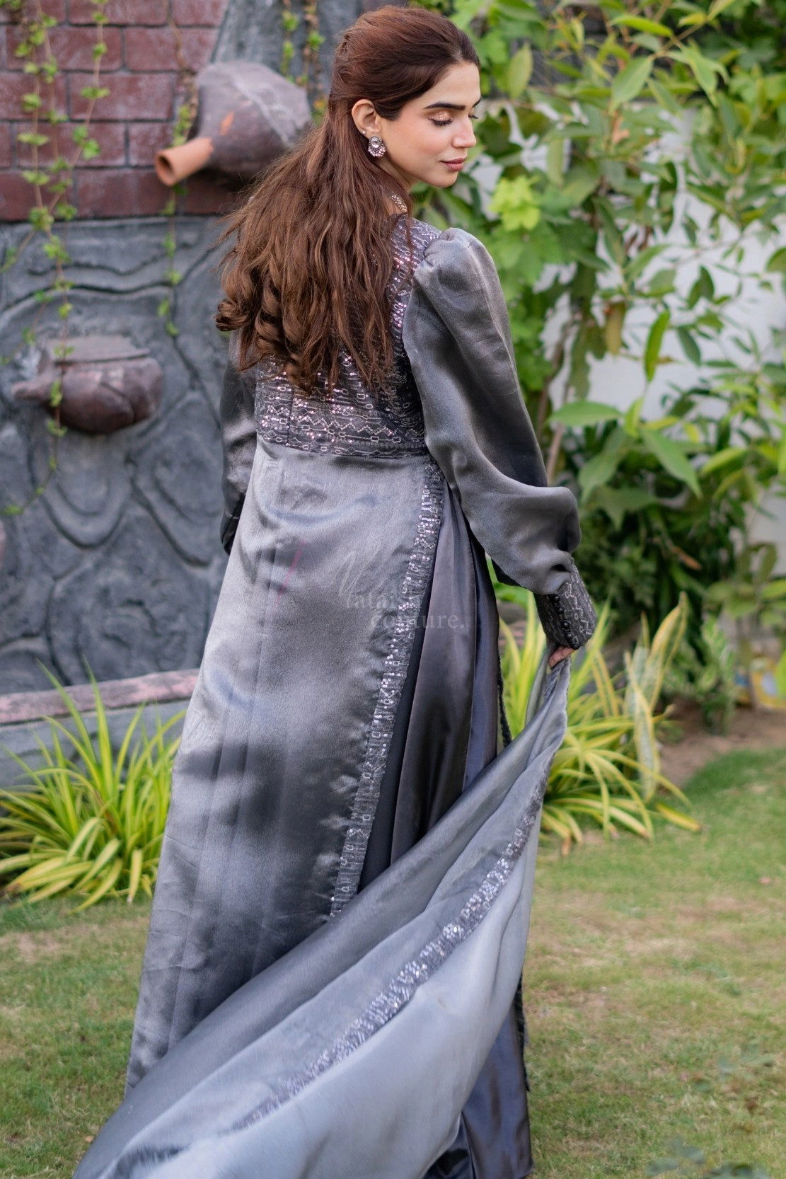 Grey Sequence Frock - Mataish