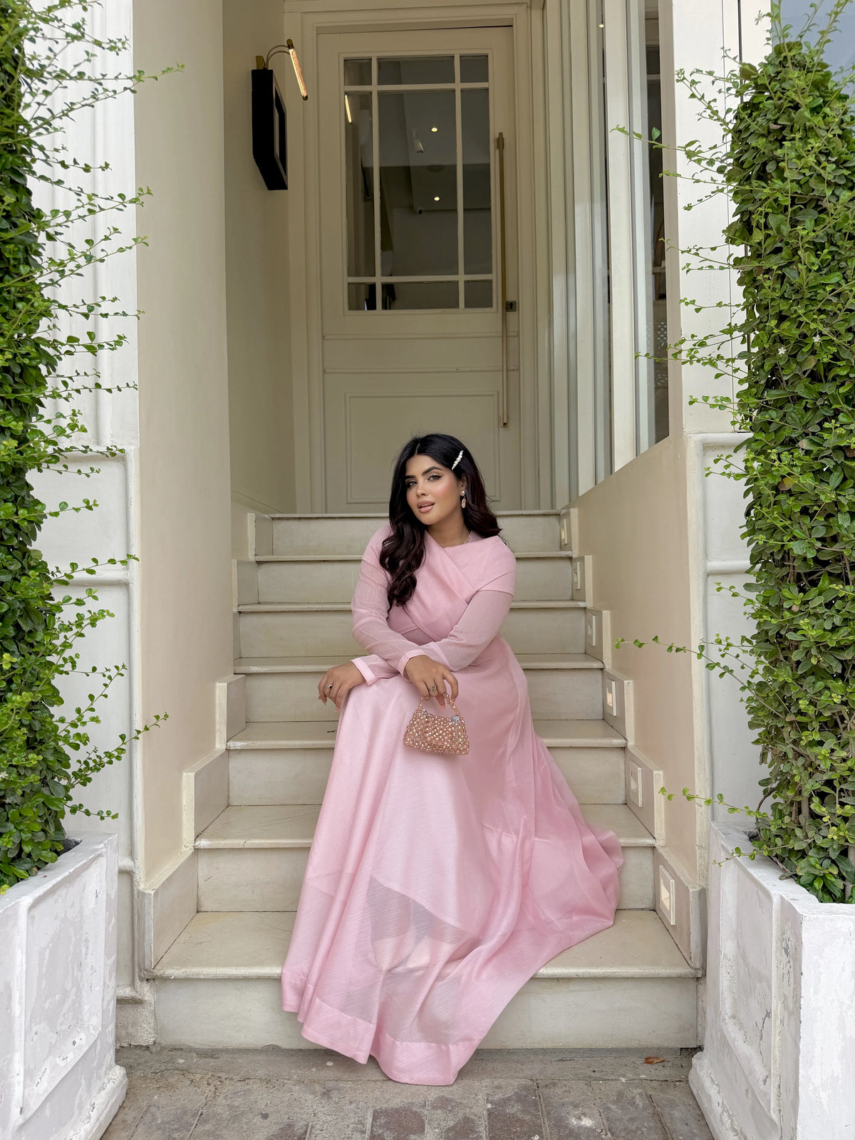 Pink Drop Shoulder Maxi