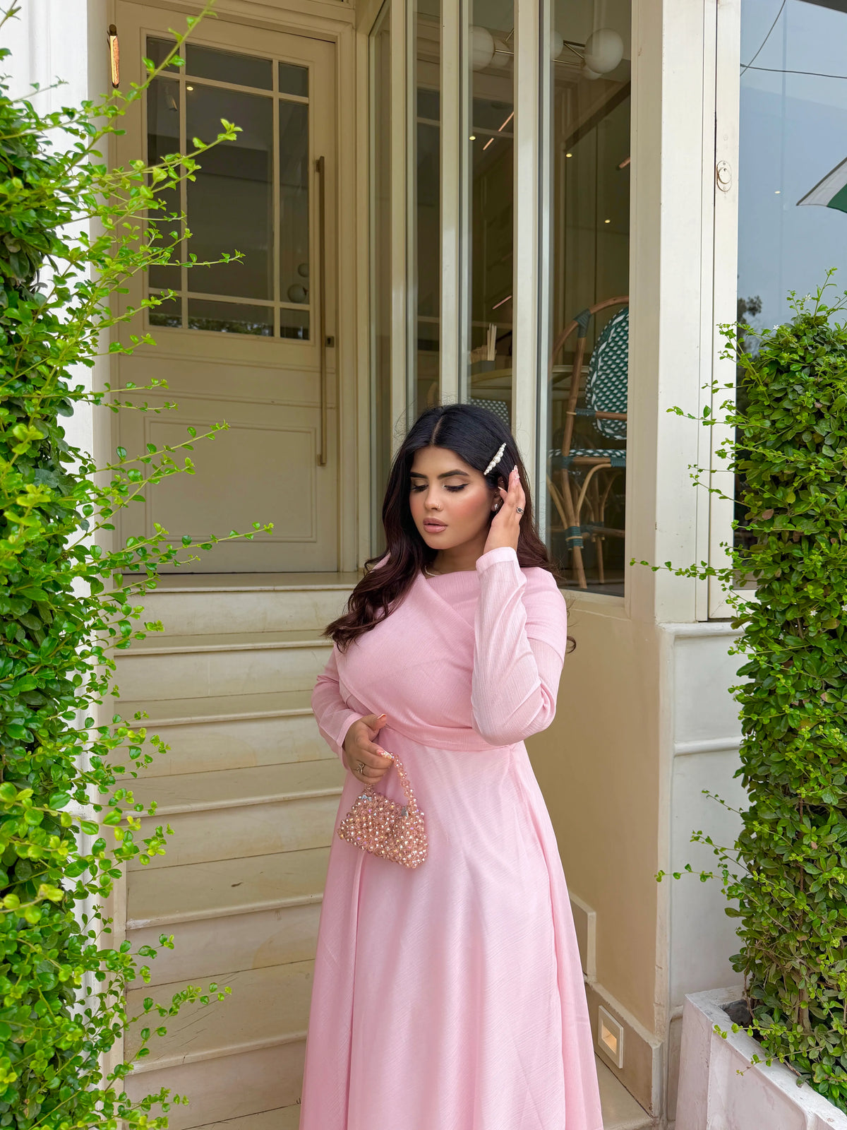 Pink Drop Shoulder Maxi