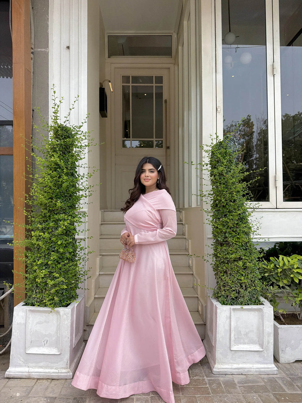 Pink Drop Shoulder Maxi