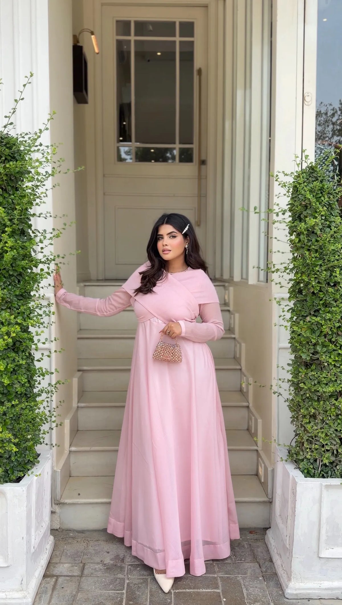 Pink Drop Shoulder Maxi