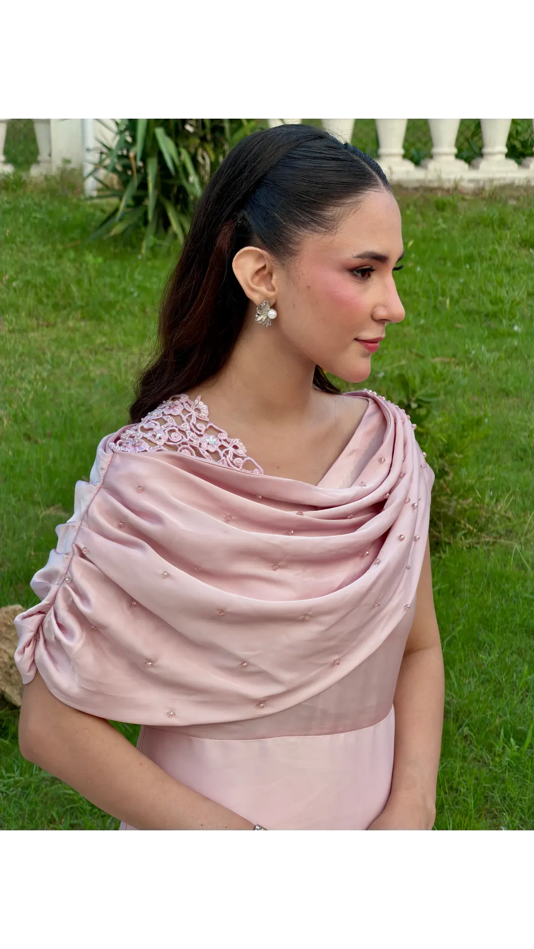 Blush Draped Pearl Maxi