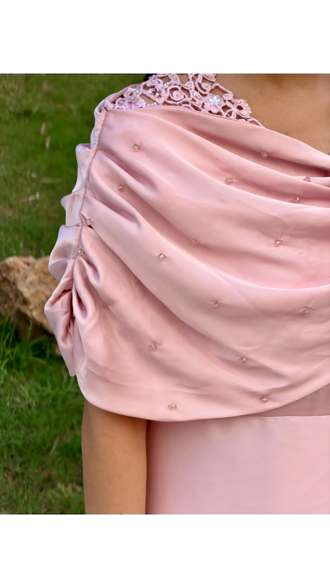 Blush Draped Pearl Maxi