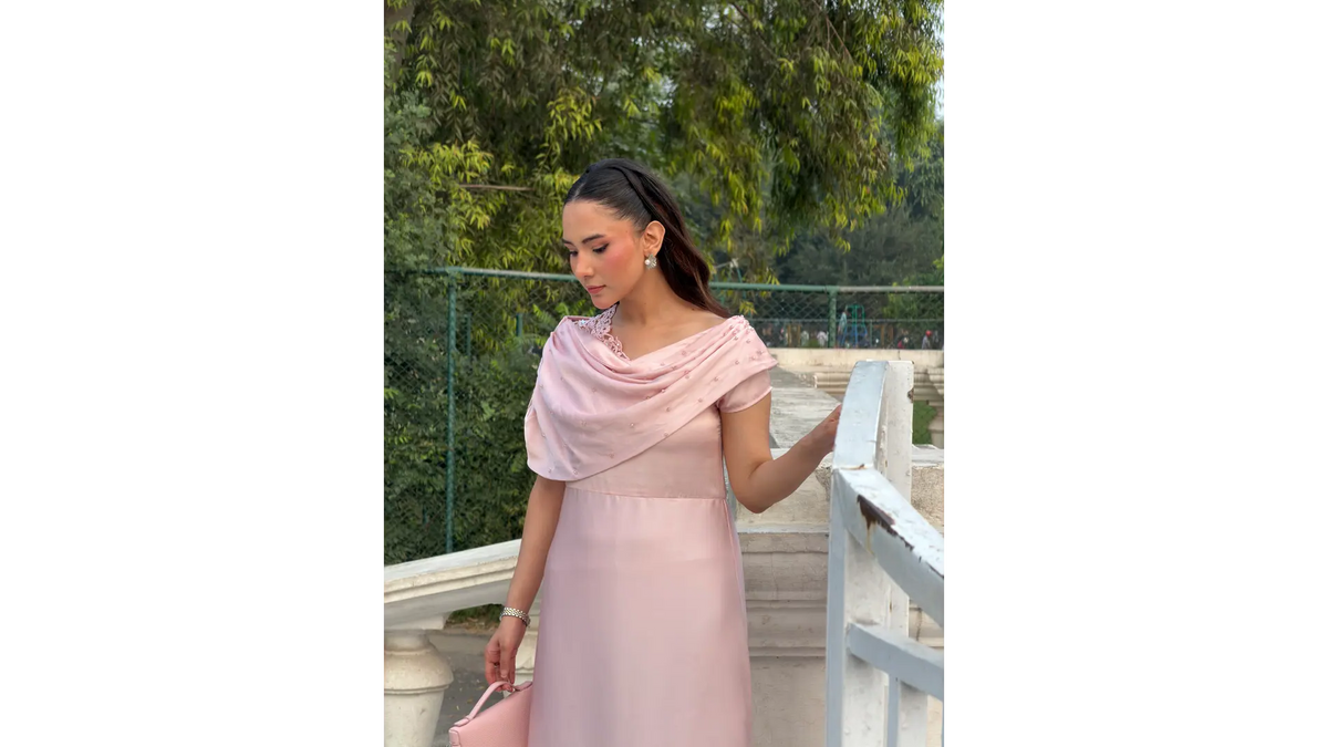Blush Draped Pearl Maxi