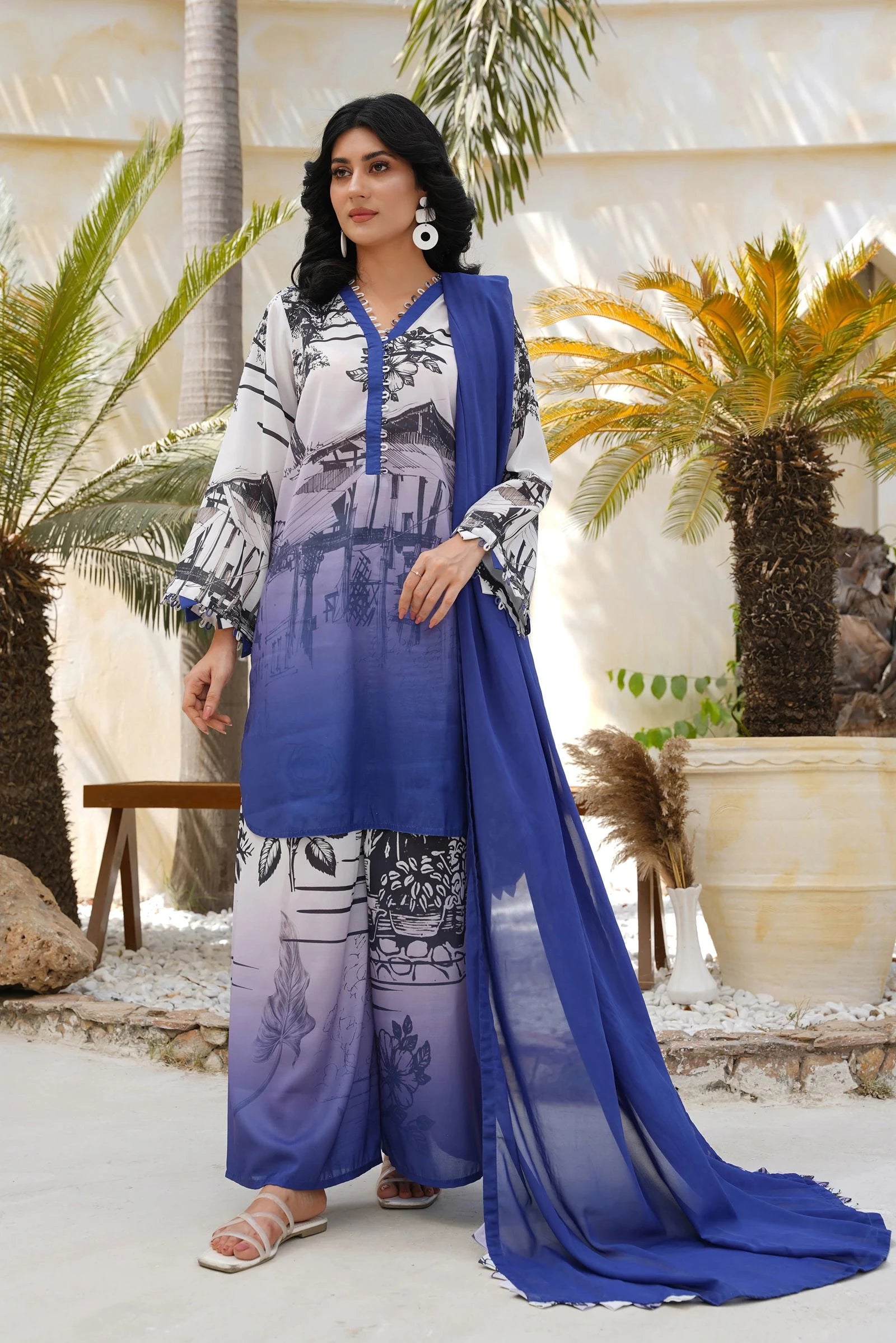 Indigo Sketch Cord Set - Mataish