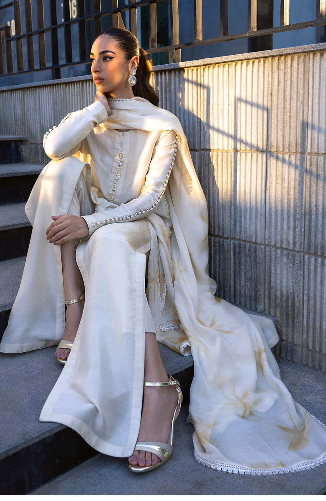 Ivory kaftan - Mataish Couture