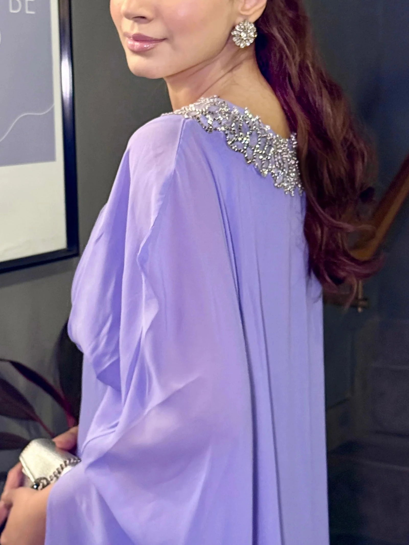 Lilac Cape Sleeve Maxi Dress - Mataish