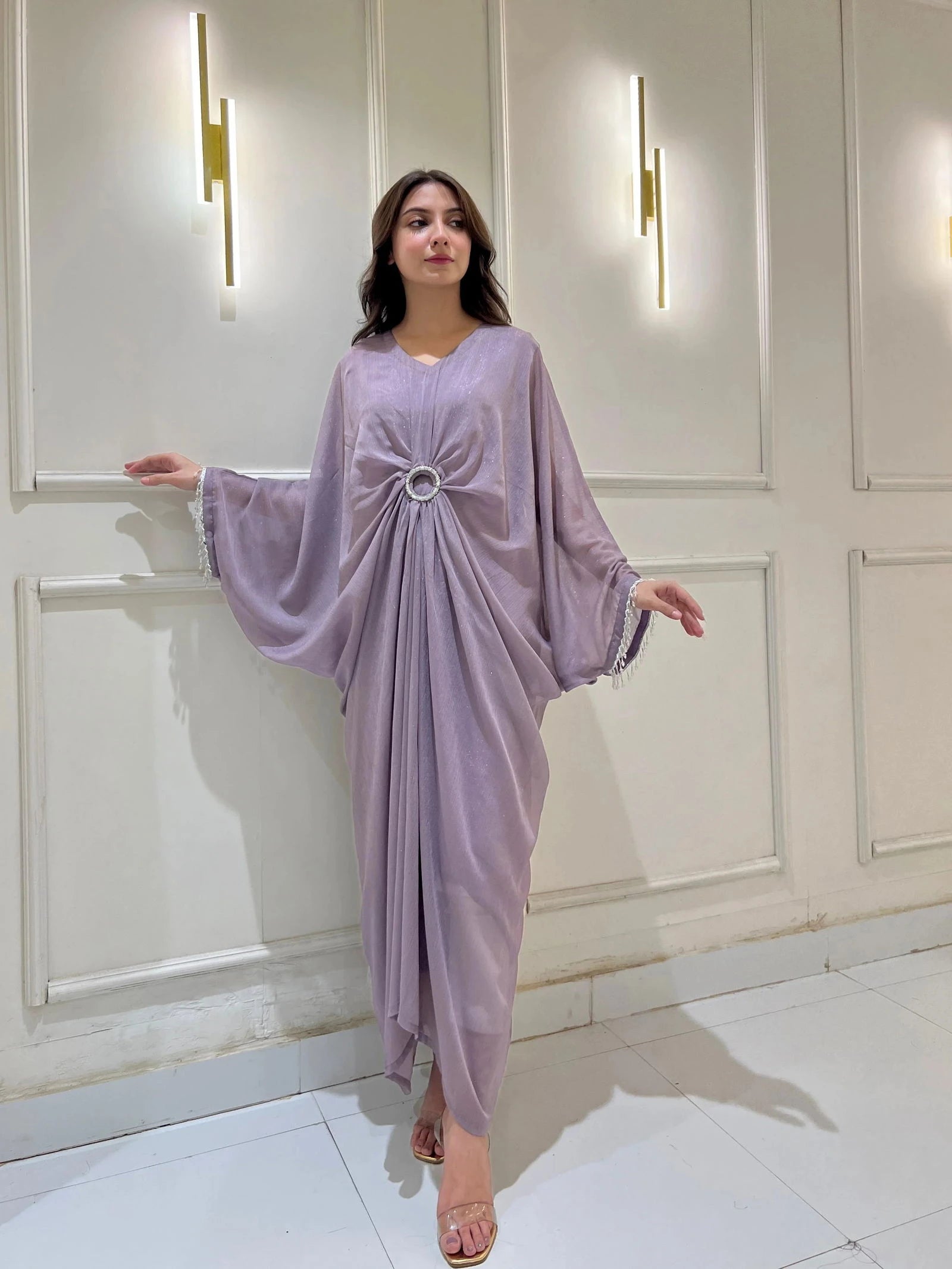 Lilac Draped Kaftan - Mataish