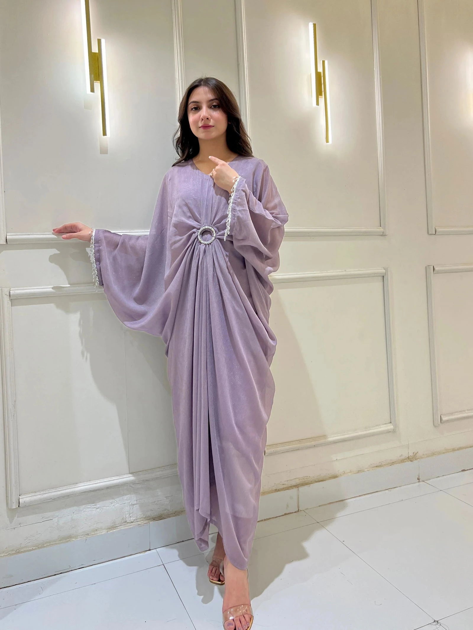 Lilac Draped Kaftan - Mataish