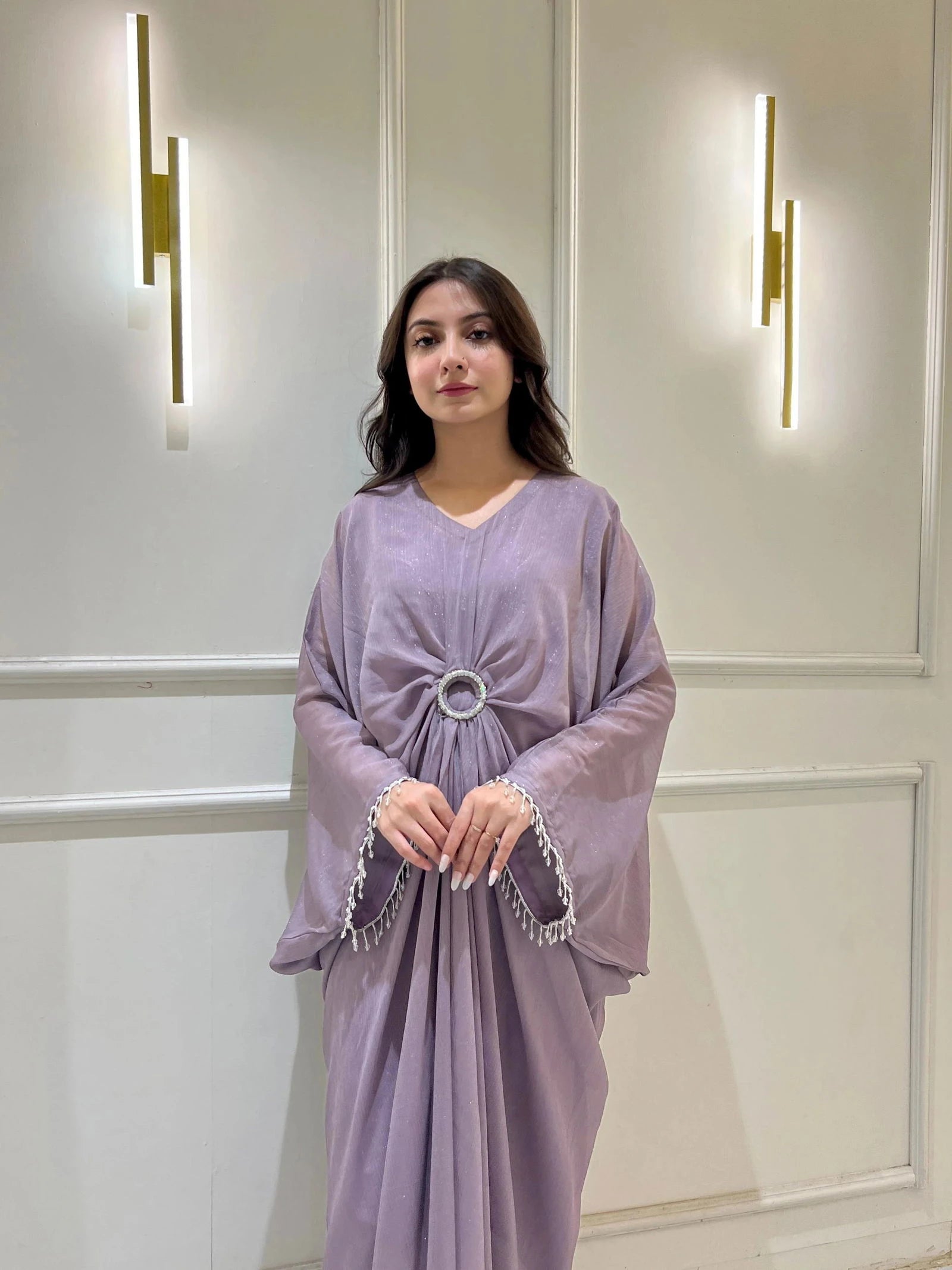 Lilac Draped Kaftan - Mataish