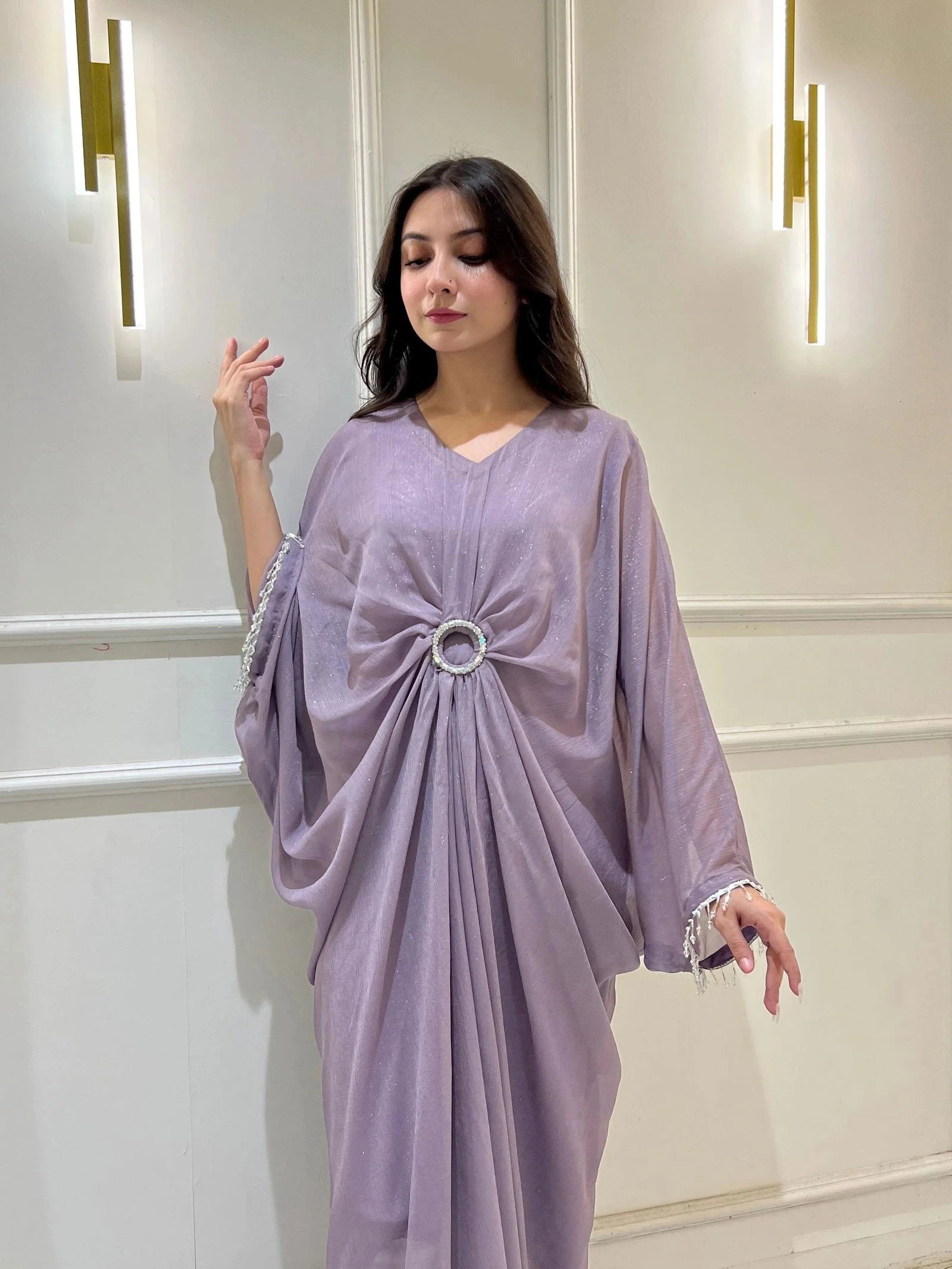 Lilac Draped Kaftan - Mataish