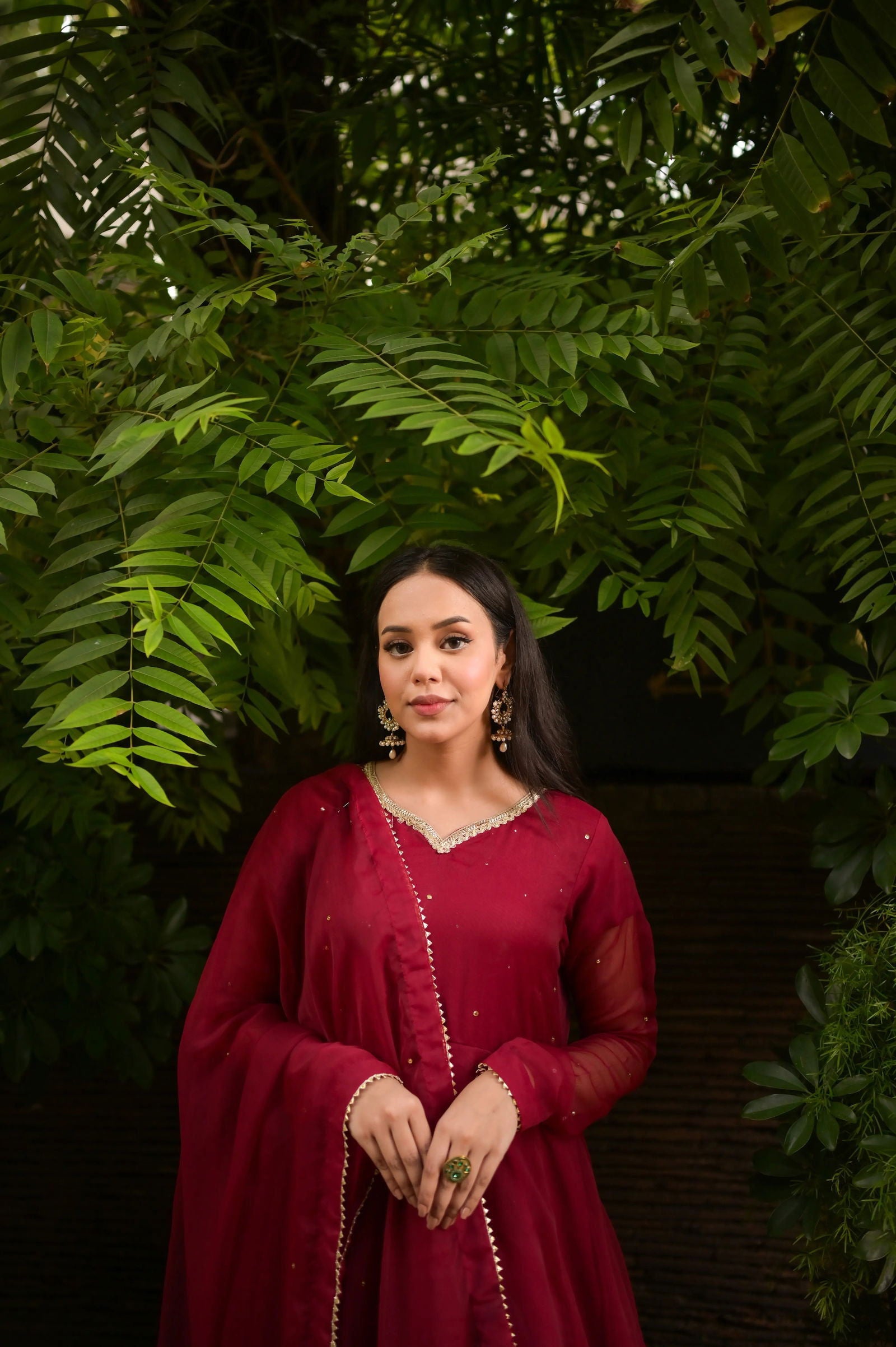 Maroon Anarkali - Mataish