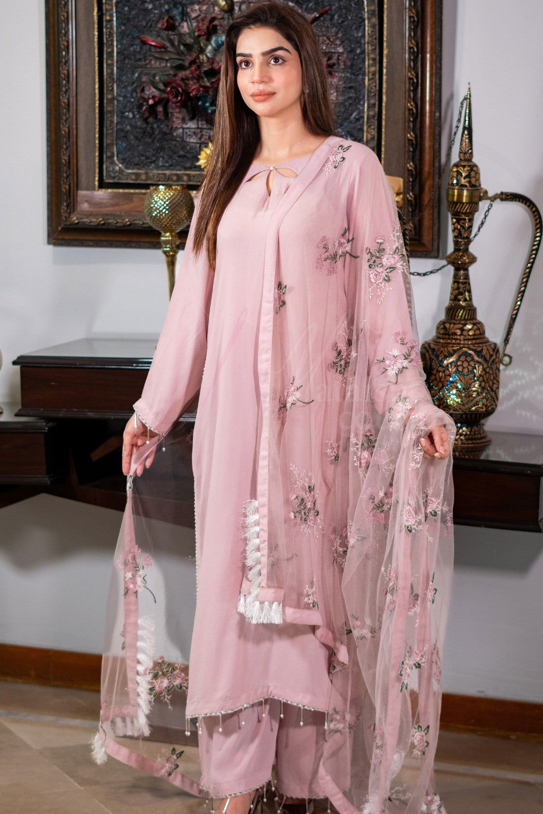 Mauve 3PC Stitched Suit - Mataish