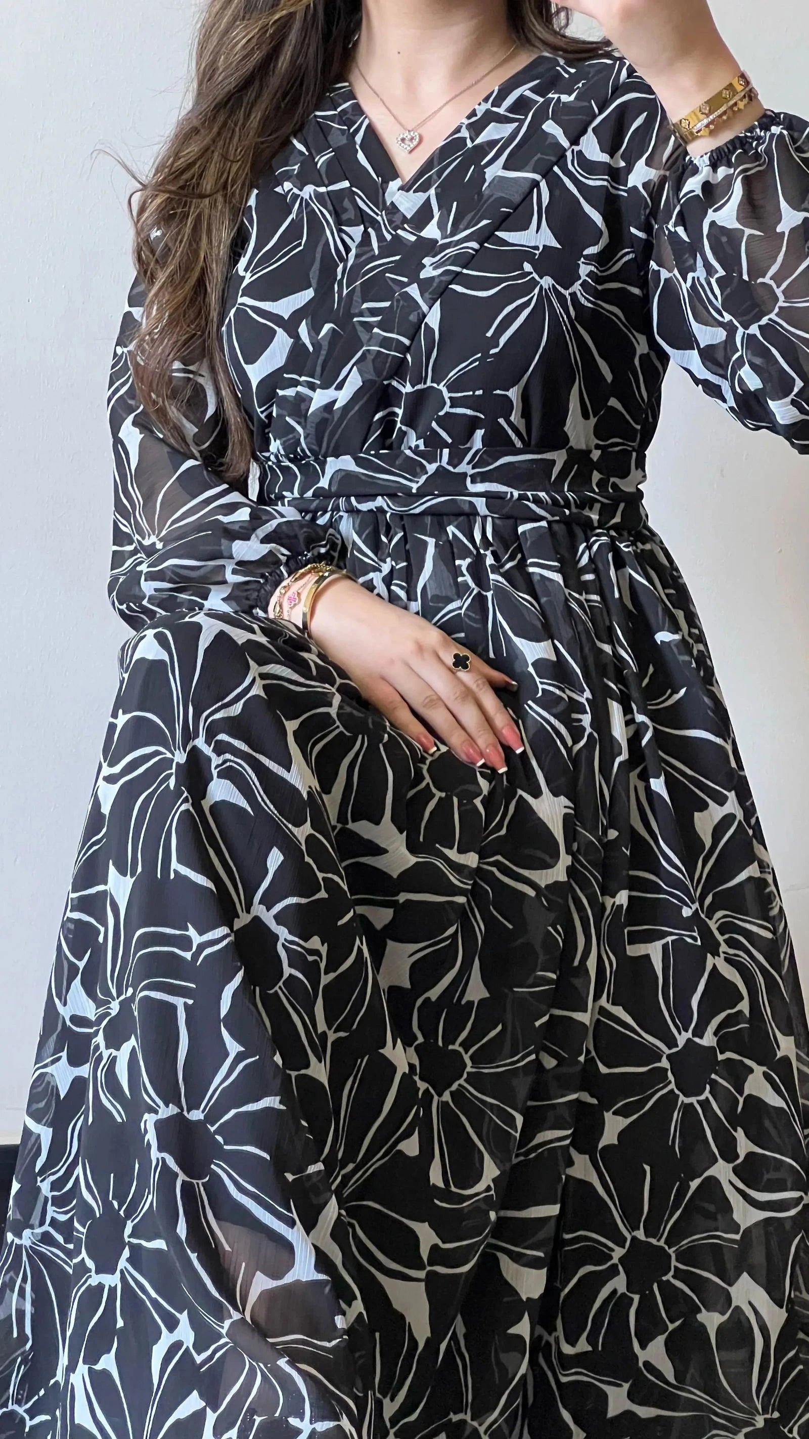 Noir Bloom Frock - Mataish