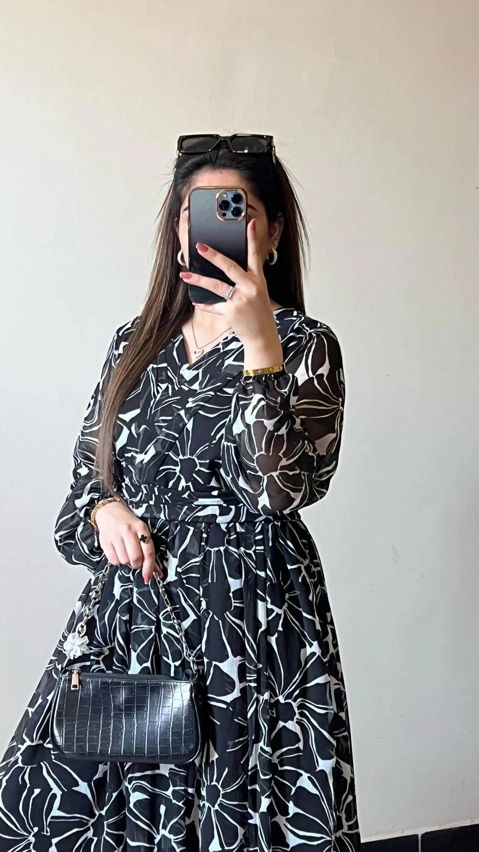 Noir Bloom Frock - Mataish