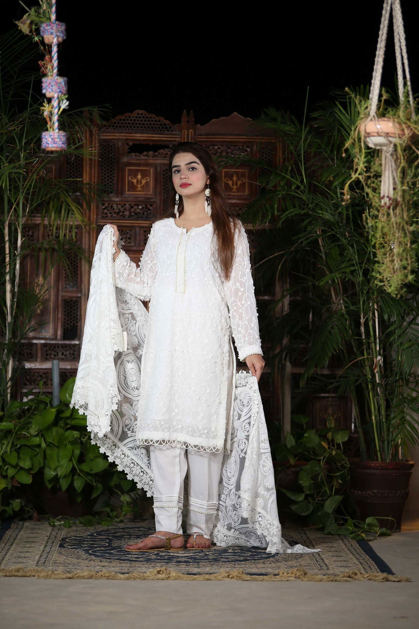 Pure White Embroidered - Mataish