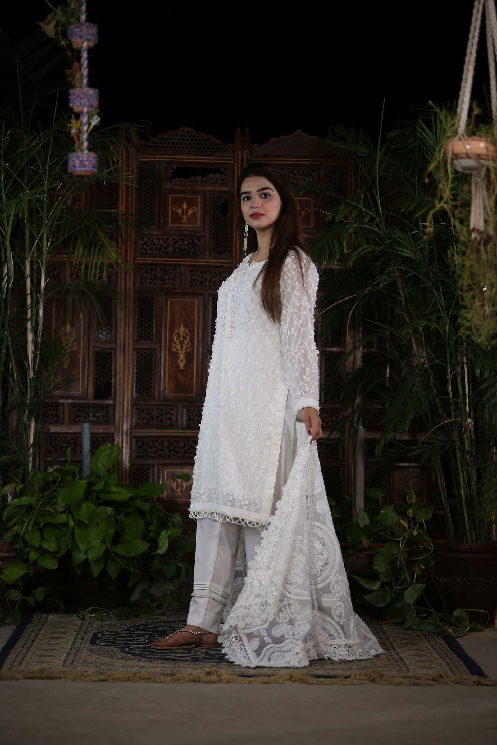 Pure White Embroidered - Mataish