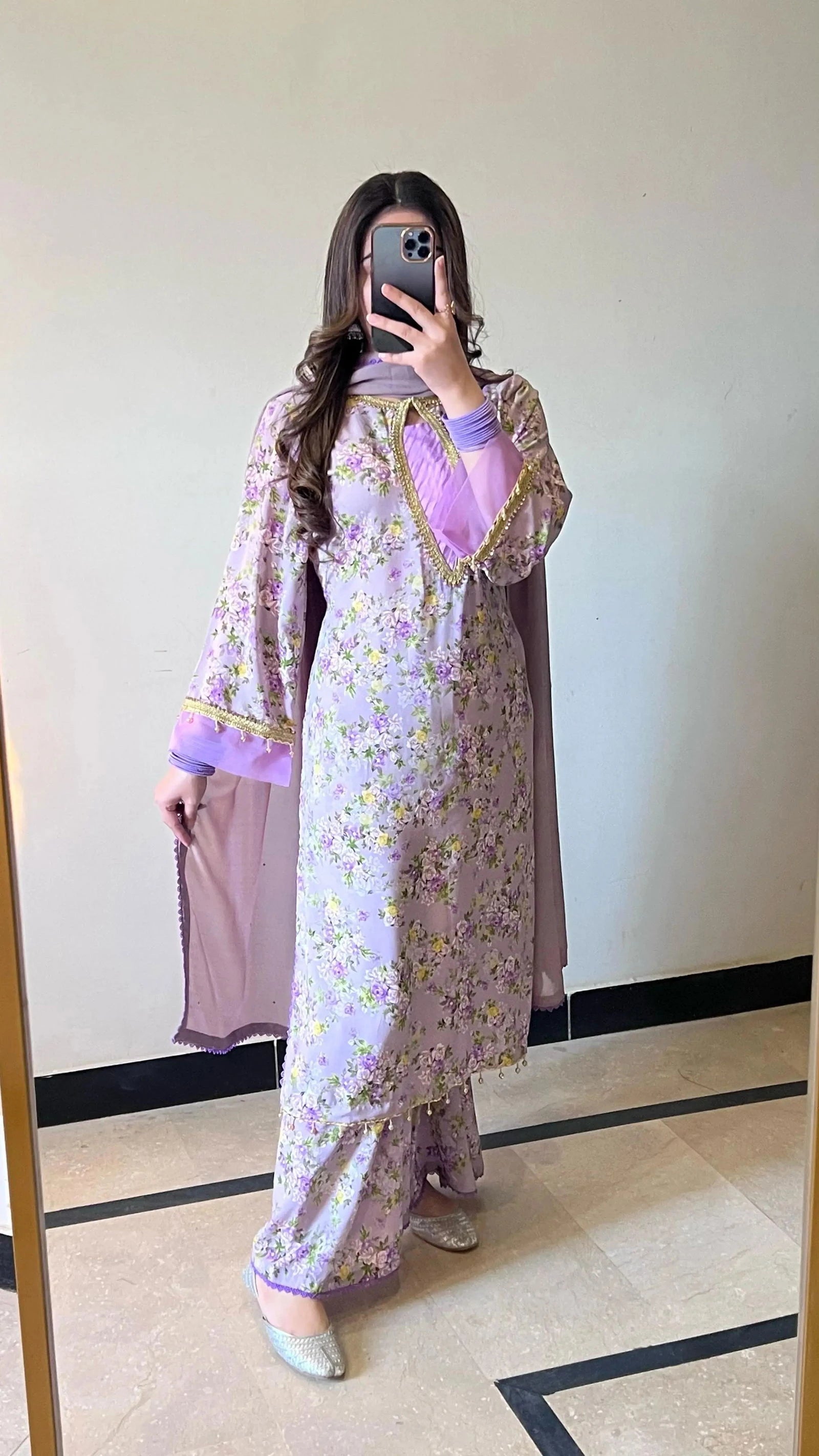 Purple Floral Kurta - Mataish