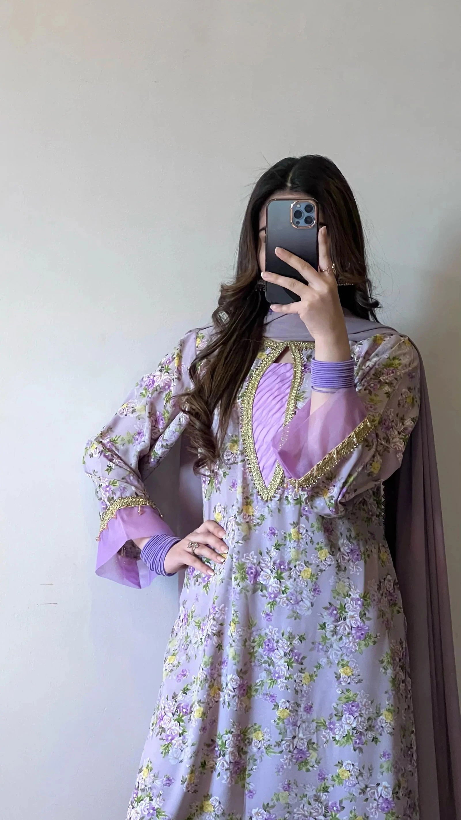 Purple Floral Kurta - Mataish