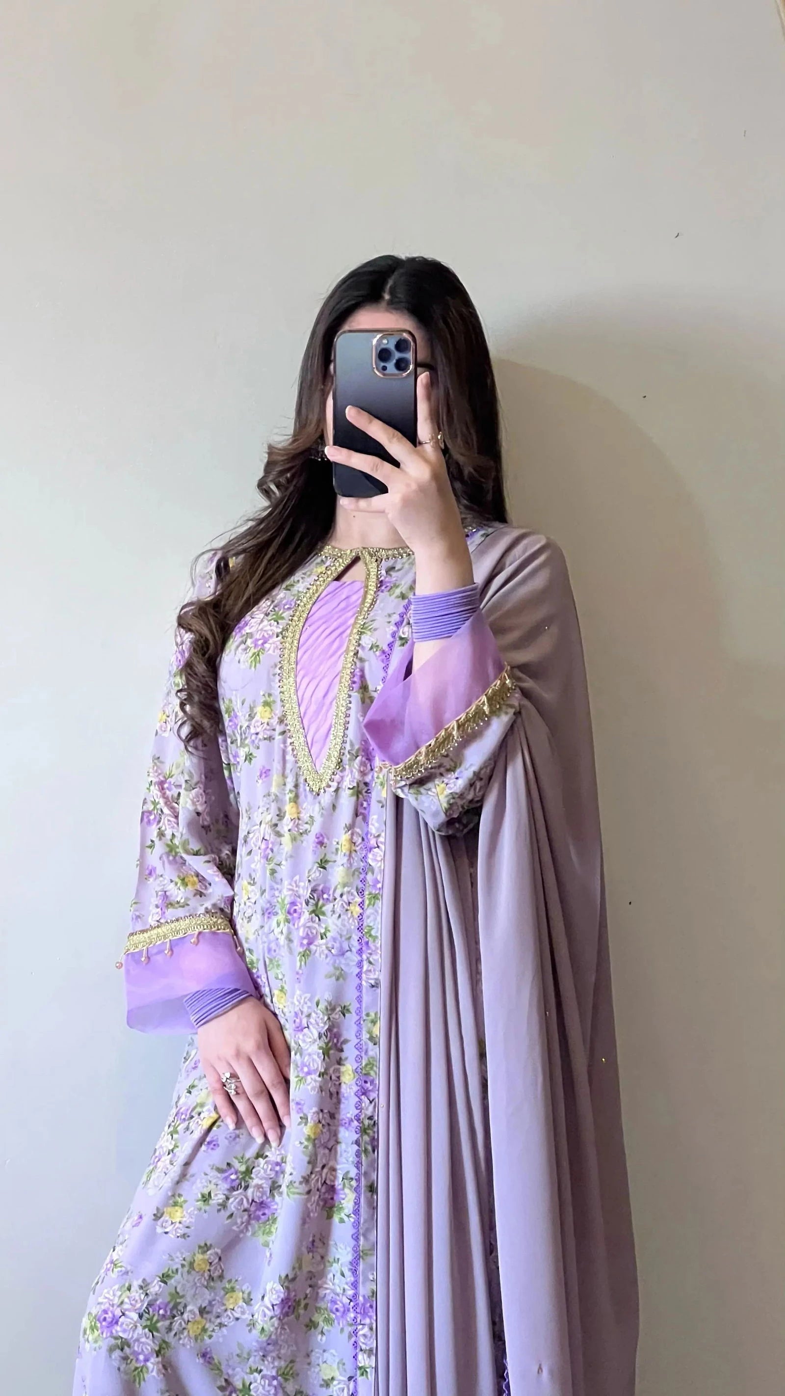 Purple Floral Kurta - Mataish