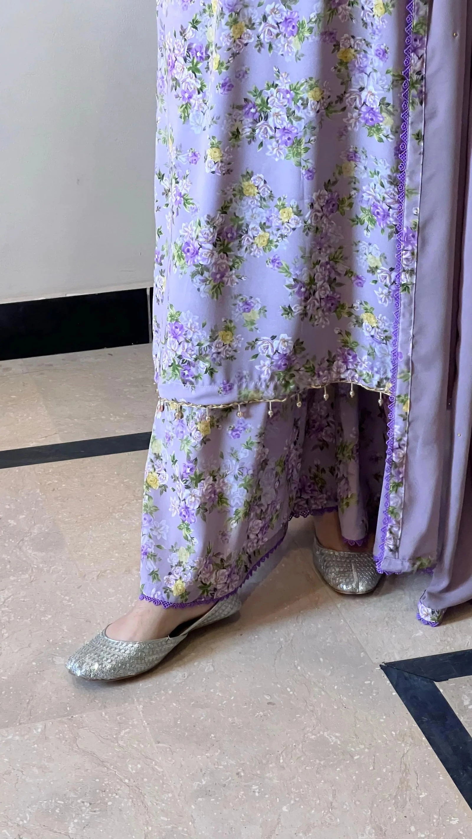 Purple Floral Kurta - Mataish