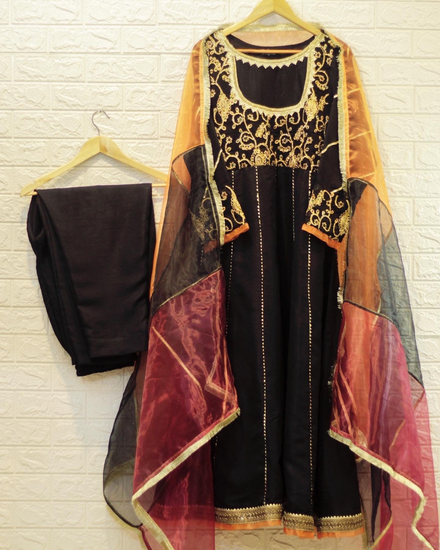 Raw silk Embroidered Frock - Mataish