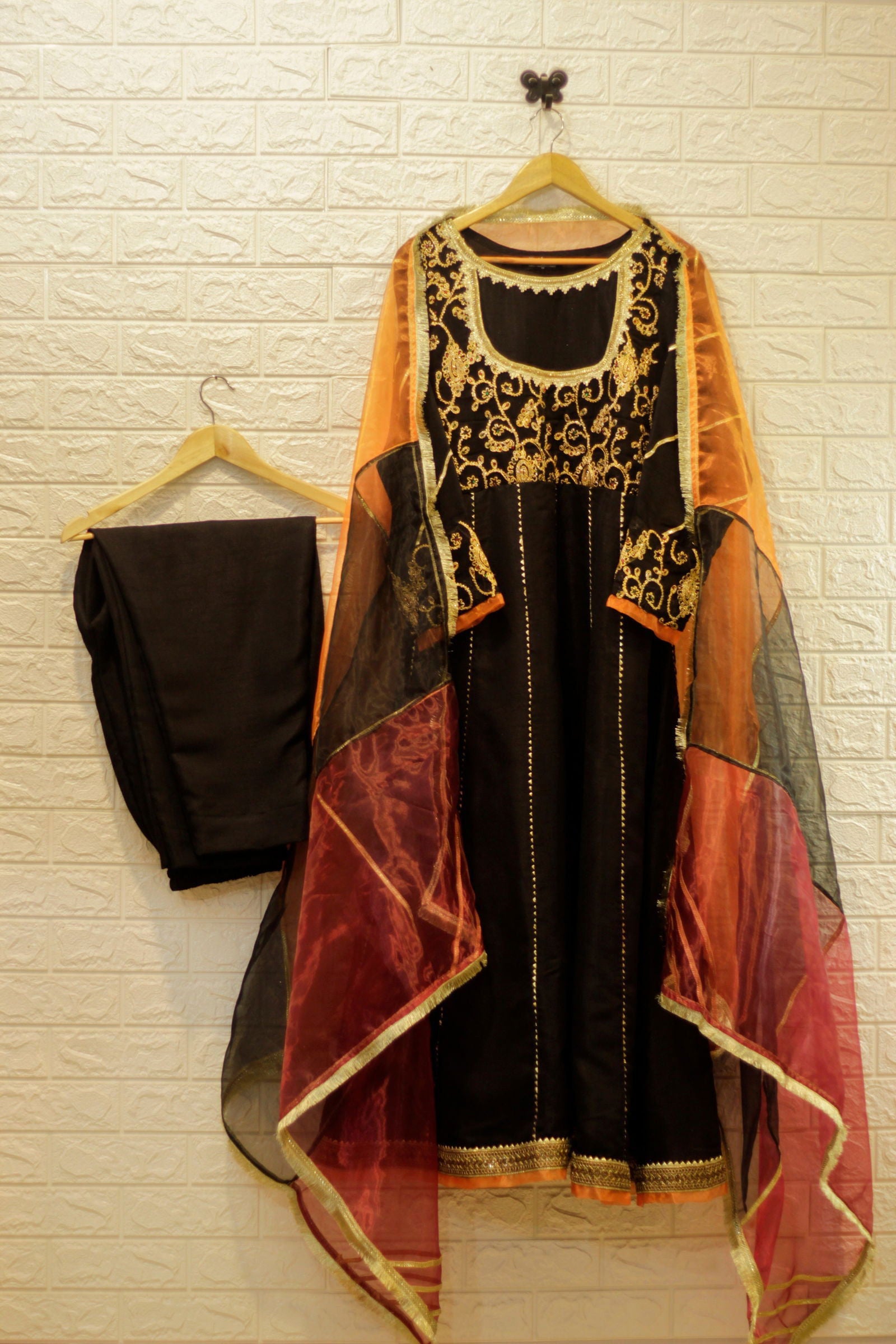 Raw silk Embroidered Frock - Mataish