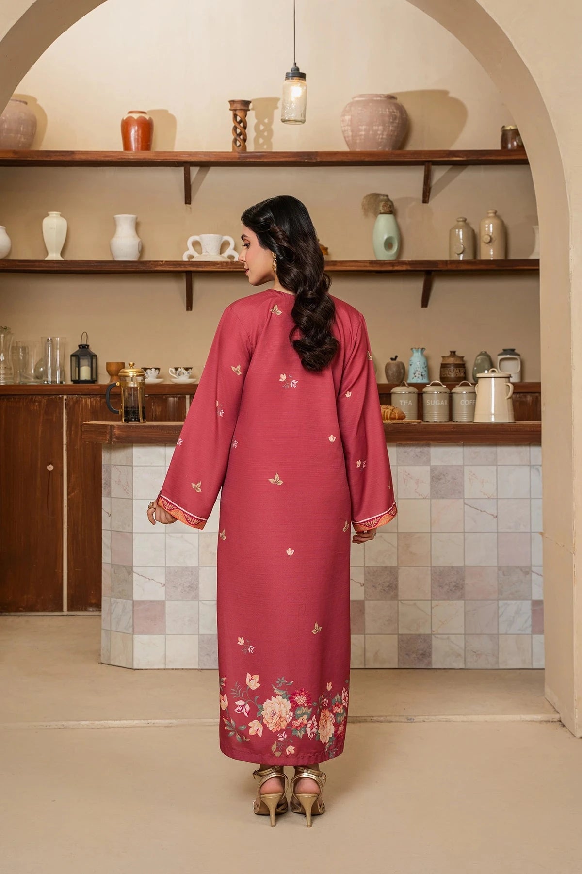 Red Floral Long Shirt - Mataish