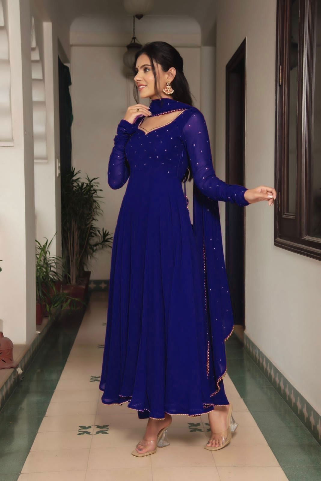 Royal Blue Anarkali - Mataish