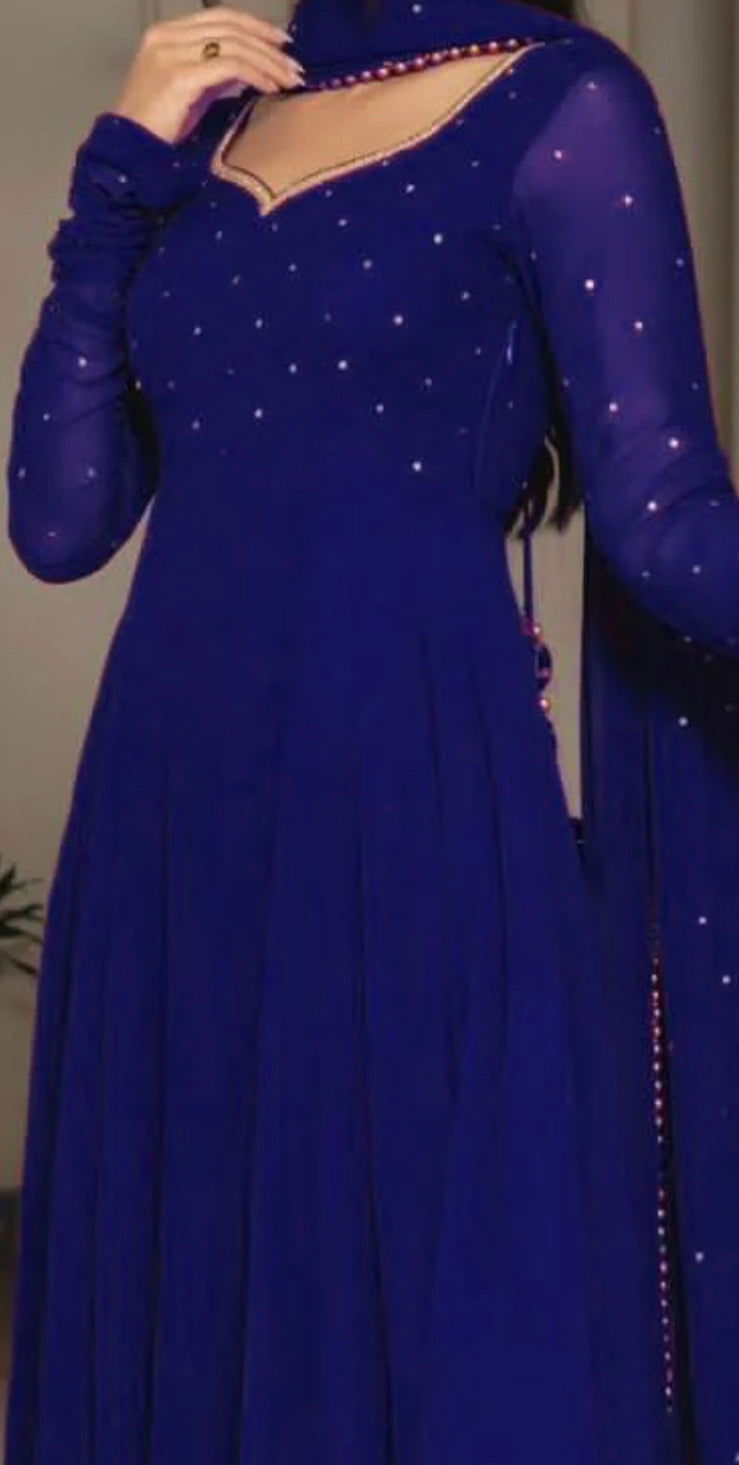 Royal Blue Anarkali - Mataish