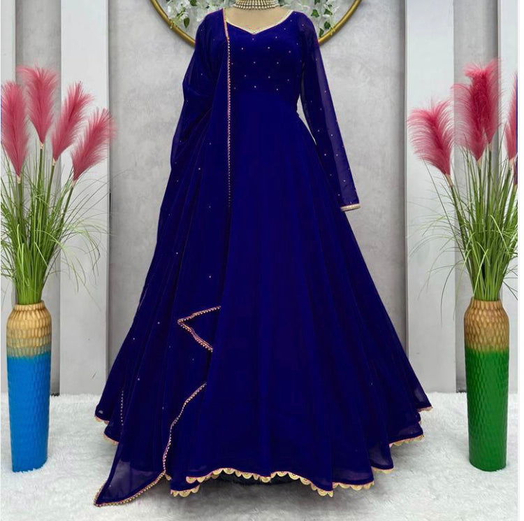 Royal Blue Anarkali - Mataish