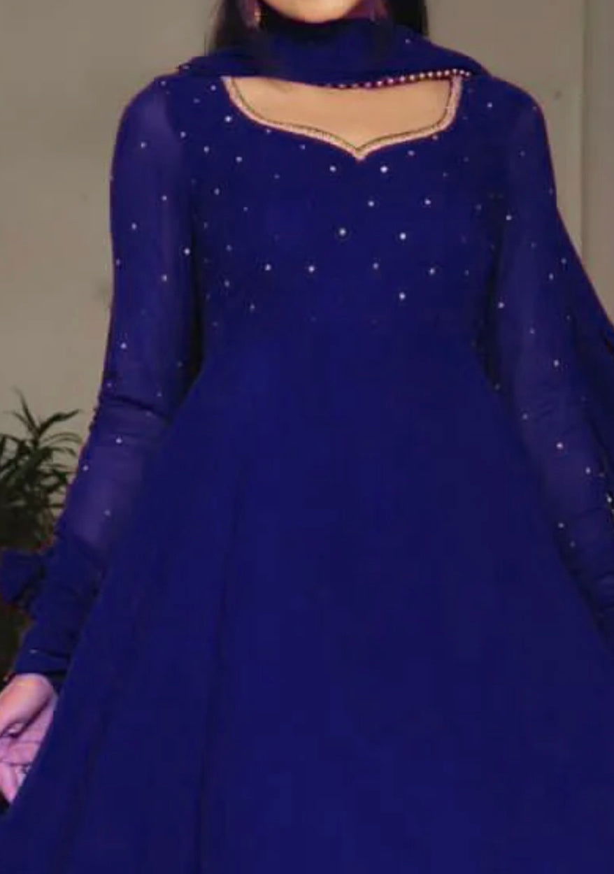 Royal Blue Anarkali - Mataish