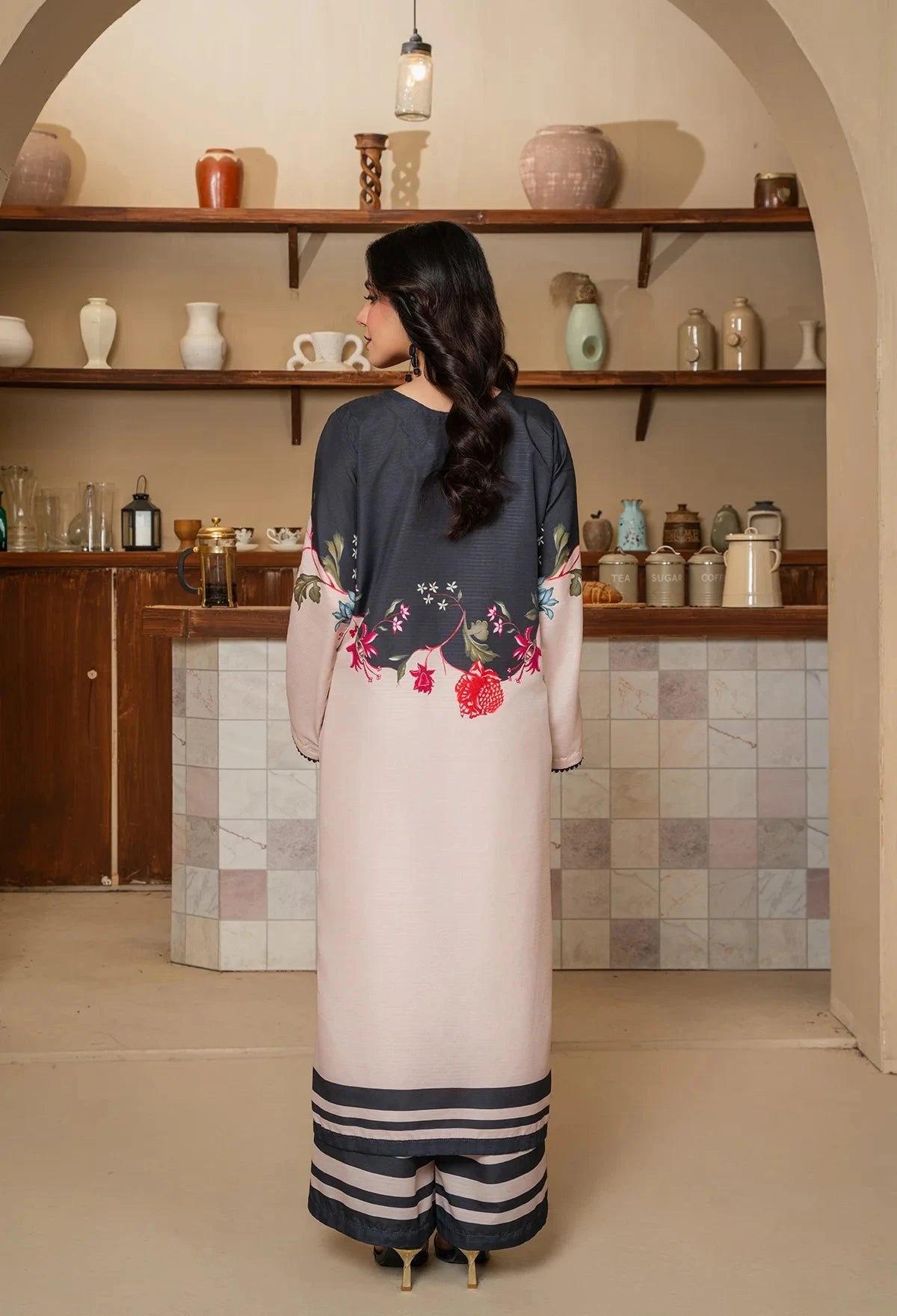 Striped floral long suit - Mataish