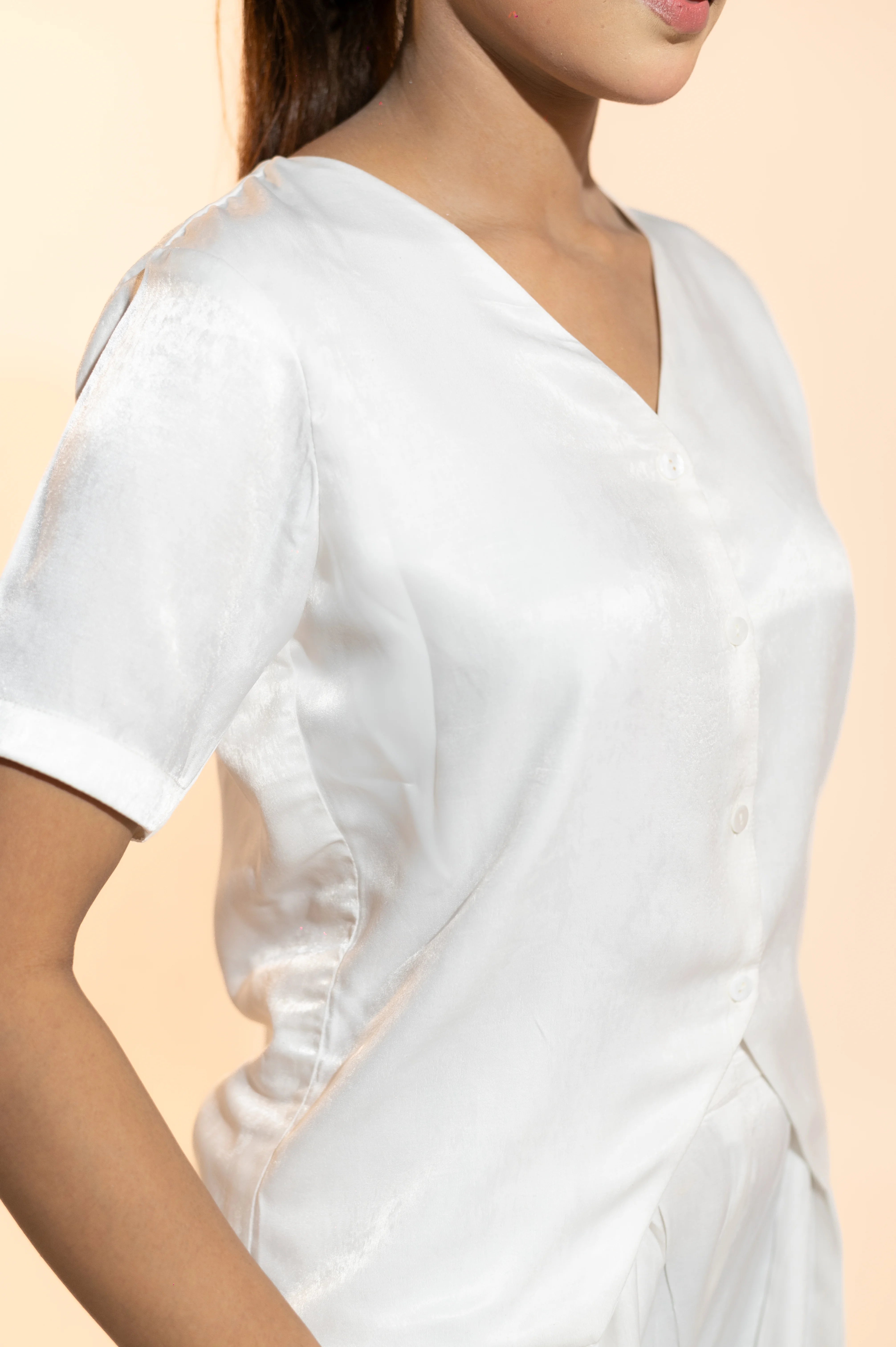 White V-Neck Waistcoat Set