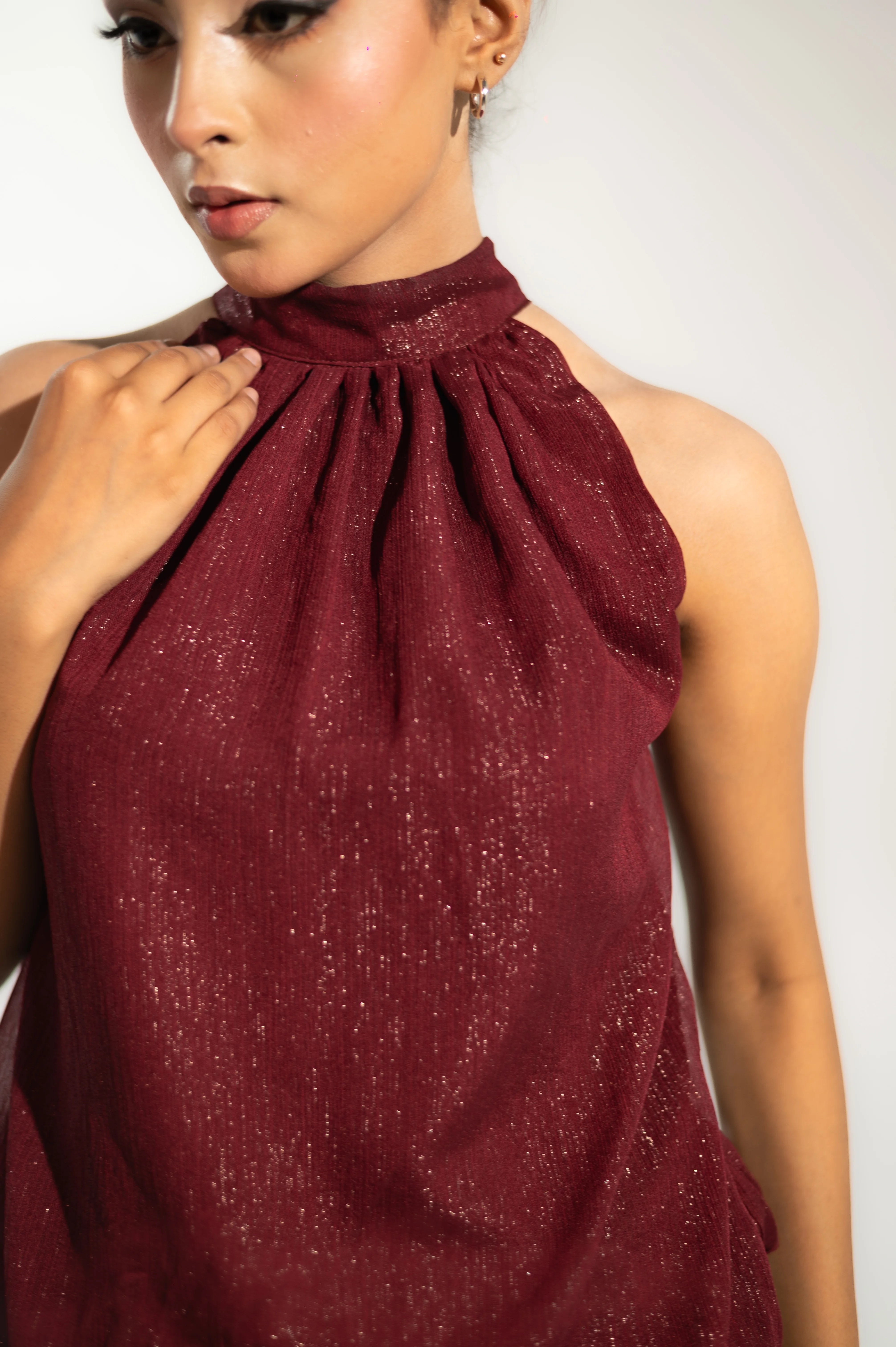 Maroon Halter Party Top