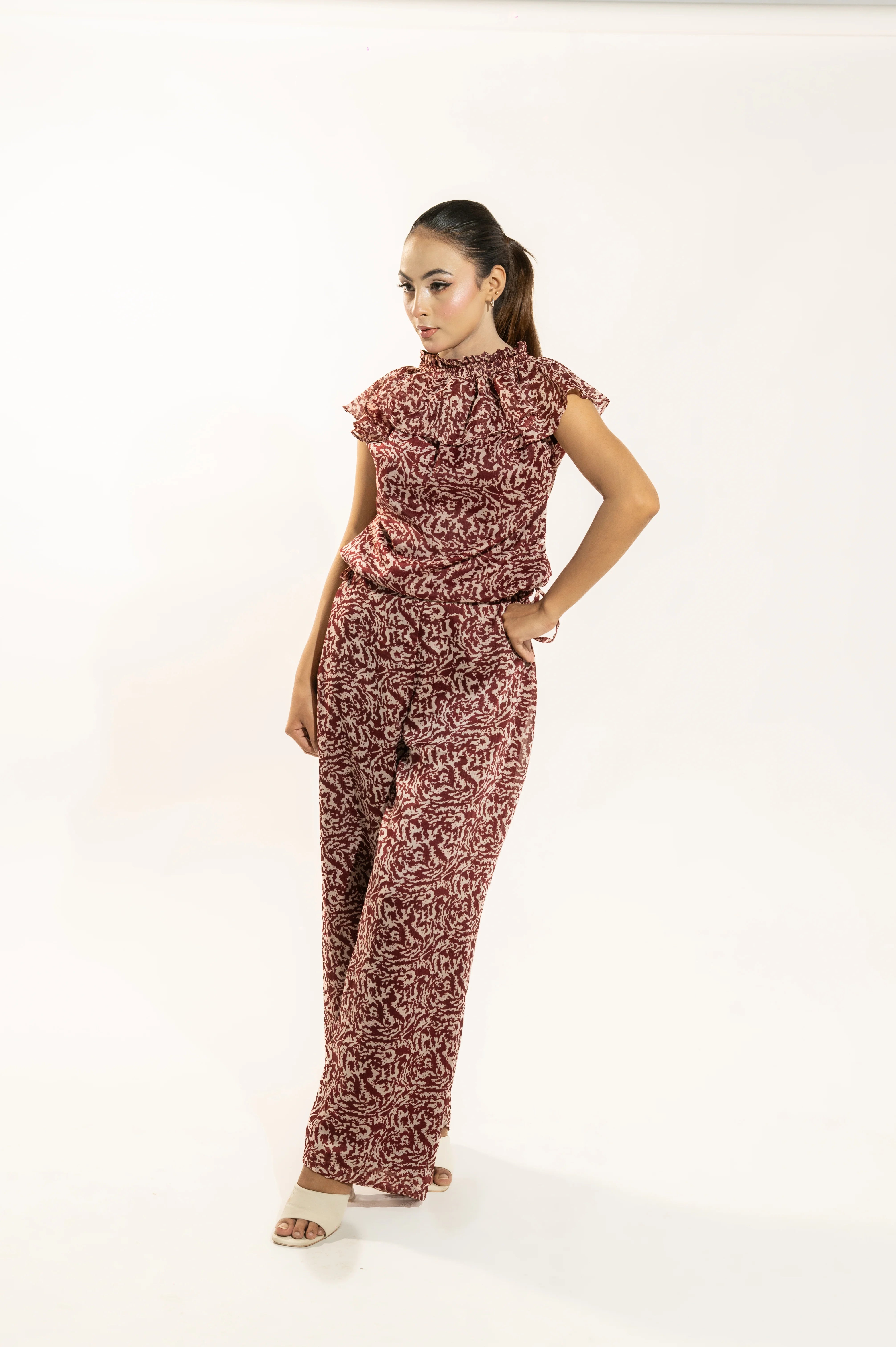 Maroon Printed Co-Ord Set