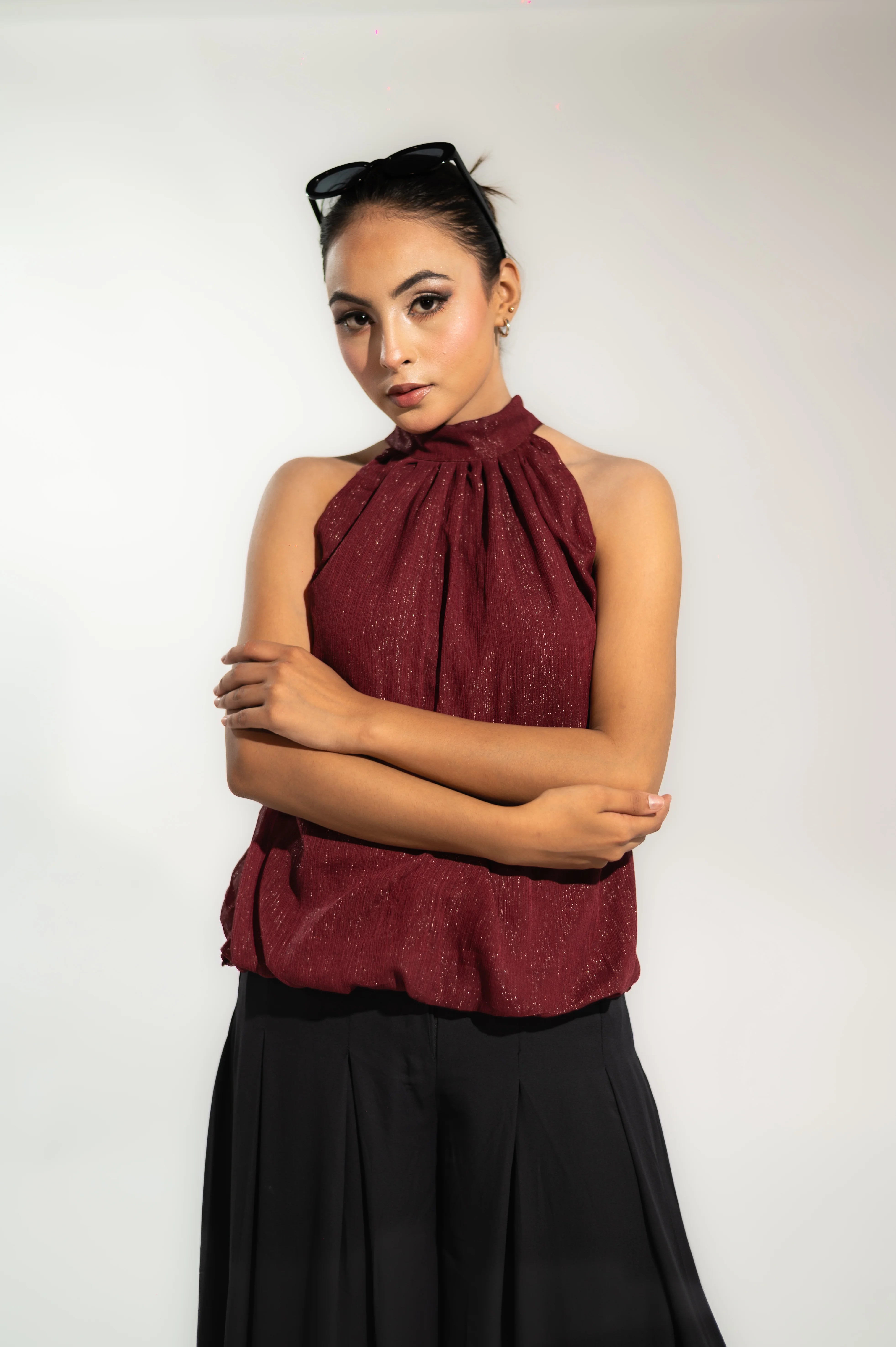 Maroon Halter Party Top