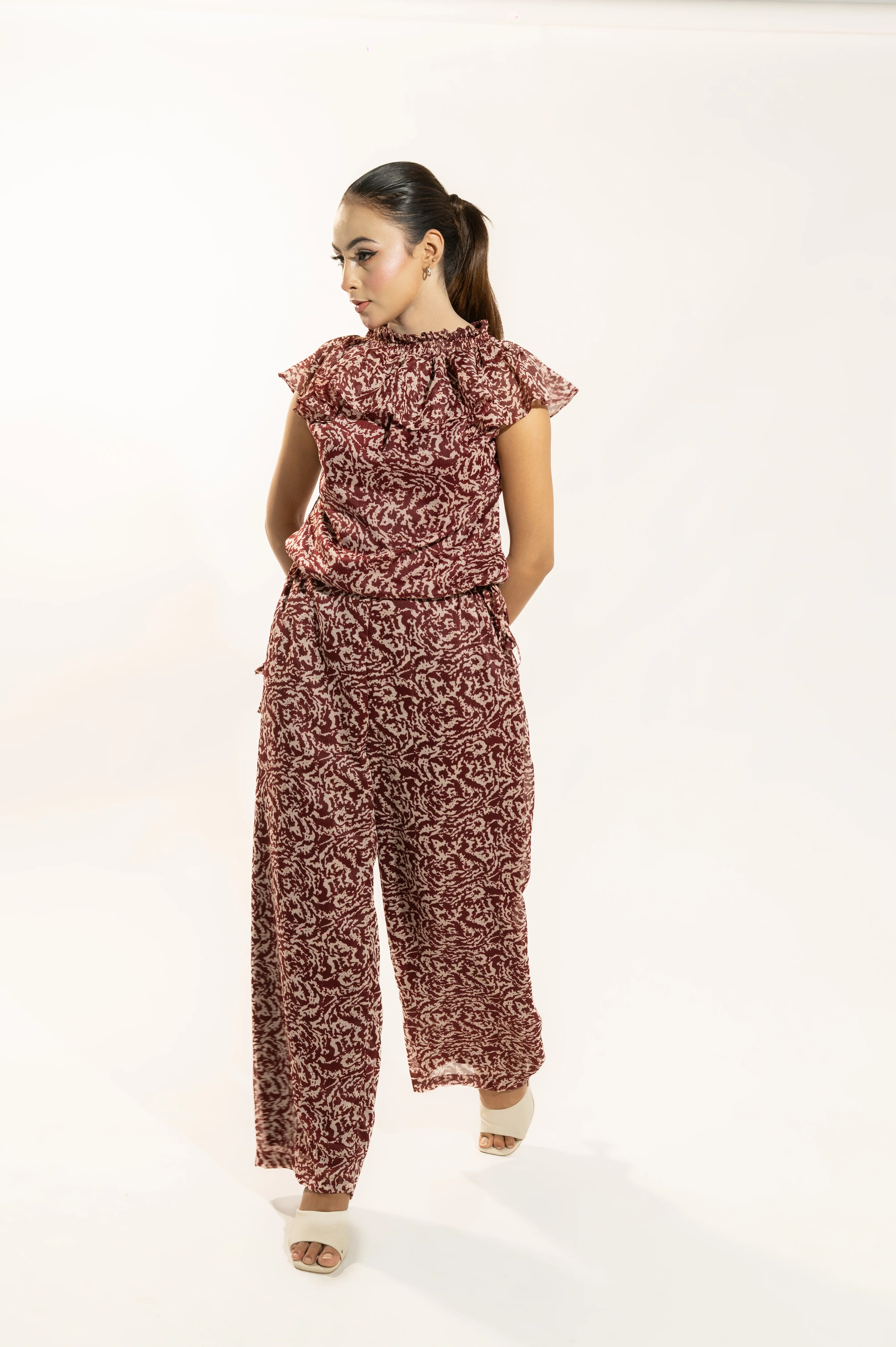 Maroon Printed Co-Ord Set
